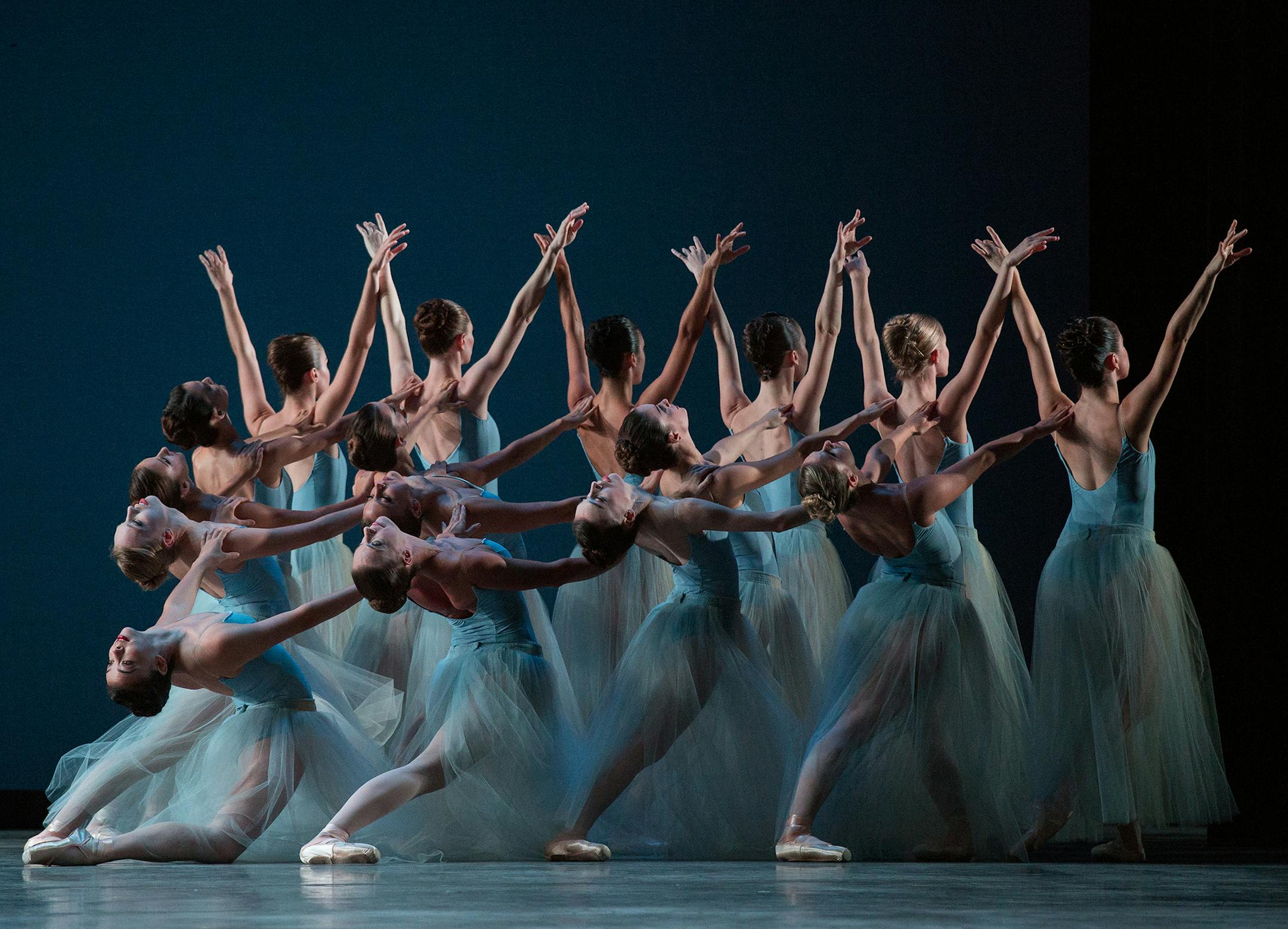 Miami City Ballet wears the signature blue tulle skirts for Balanchine’s “Serenade.”