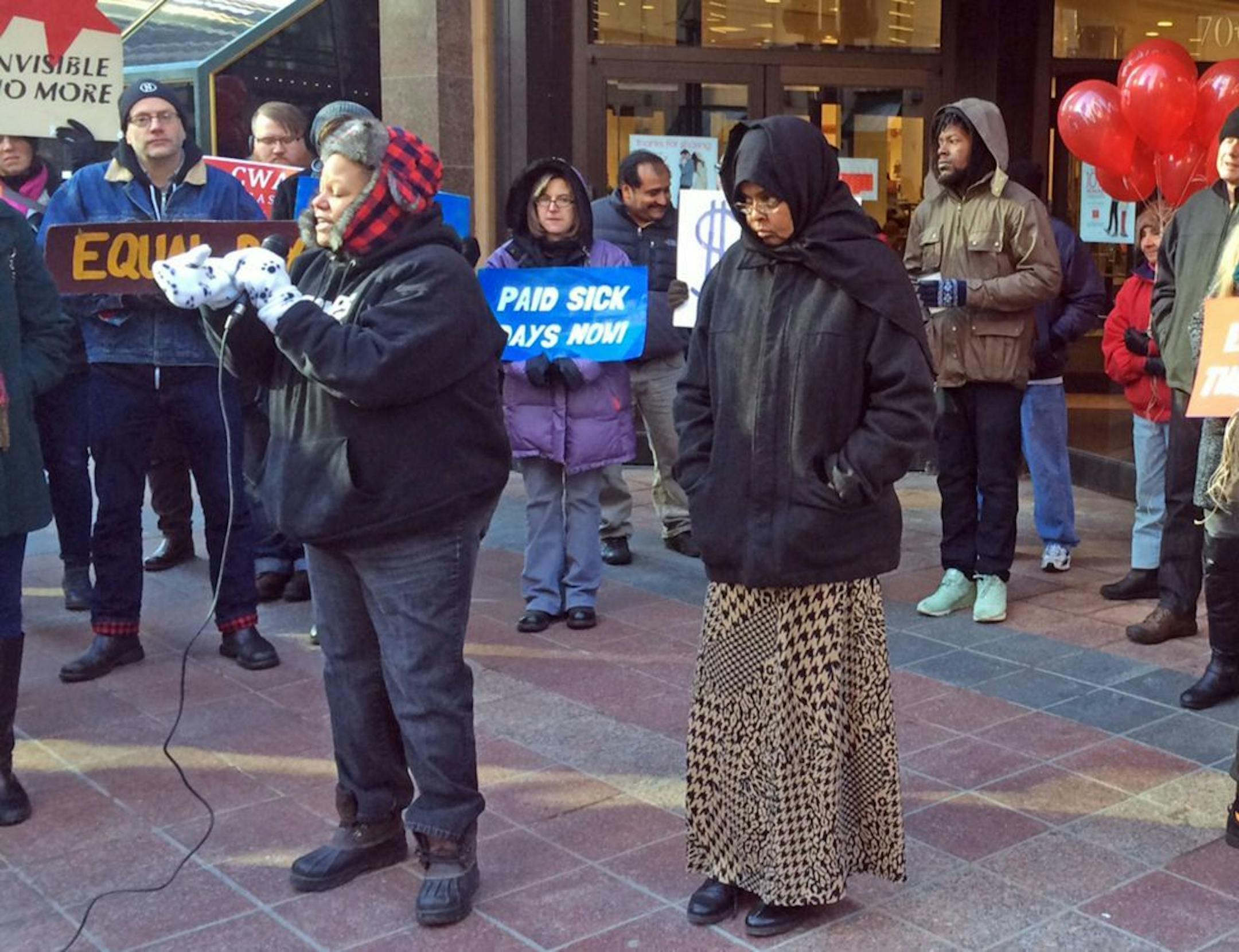 Black Friday Worker's Day rally in downtown Minneapolis attracted more than 50 participants advocating for a $15 minimum wage. Photo by "Jany, Libor" <Libor.Jany@startribune.com>
