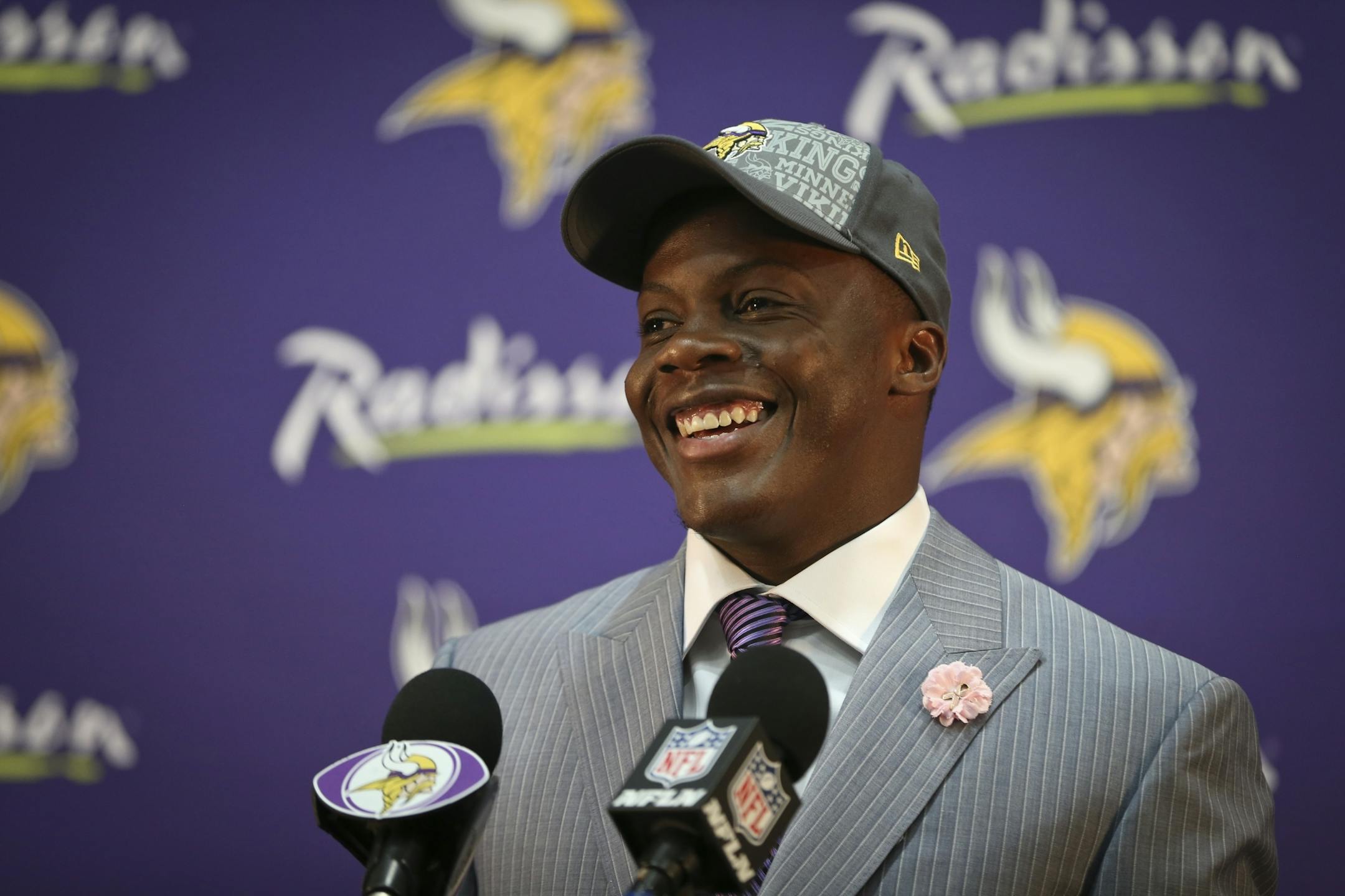 Vikings first round draft pick Teddy Bridgewater during press conference on Friday, May 9, 2014 at Winter Park in Eden Prairie, Minn.