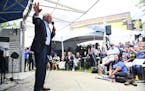 Democratic presidential candidate Sen. Bernie Sanders, I-Vermont, spoke at MPR's stage at the Minnesota State Fair on Saturday, Aug. 24, 2019 in Falco
