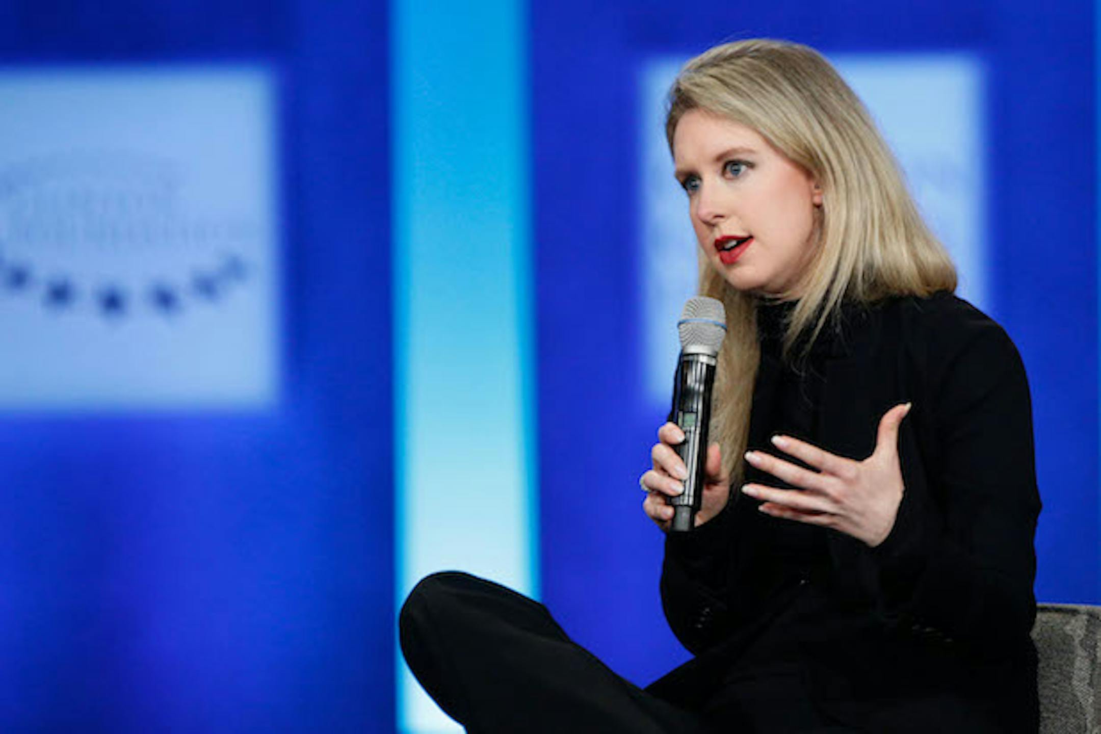 Elizabeth Holmes speaks on stage during the closing session of the Clinton Global Initiative 2015 on September 29, 2015, in New York City.