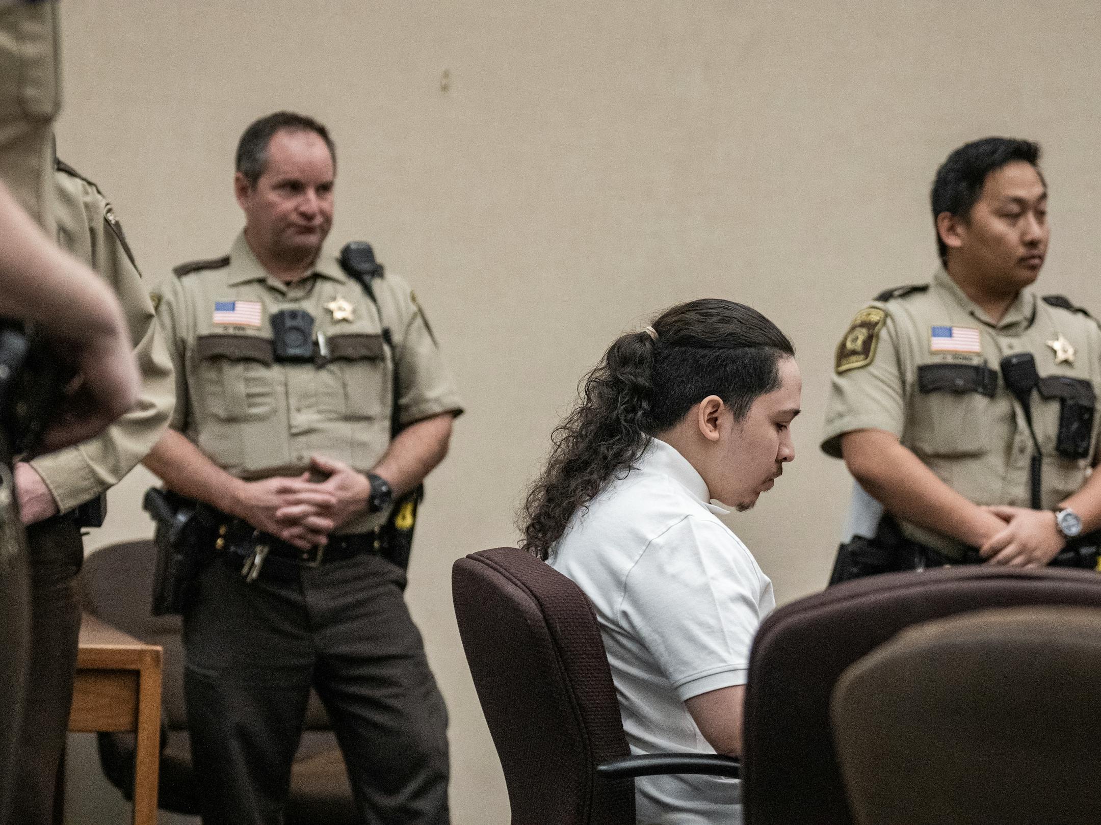 Fernando Valdez-Alvarez, 19, arrives in the courtroom for sentencing.
