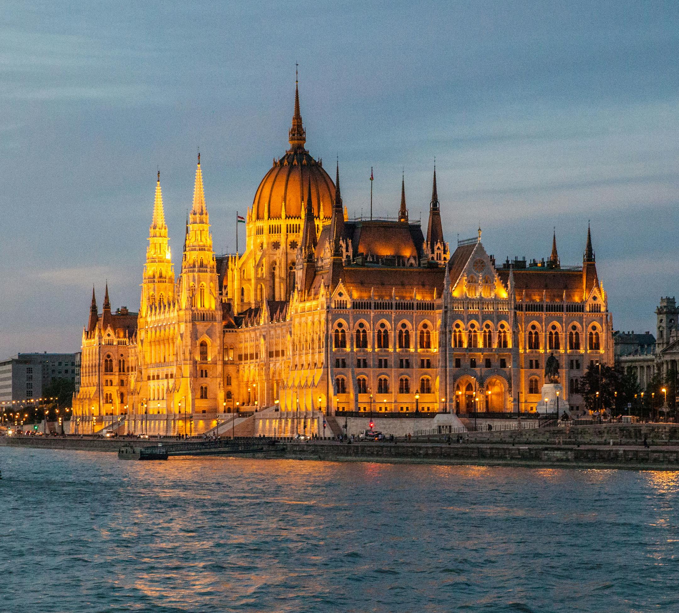 The House of Parliament, fronting the Danube River in Budapest, Hungary, seems every bit the fairy castle when seen at sunset from the deck of the Scenic Pearl. (Steve Haggerty/Colorworld/TNS) ORG XMIT: 1196869