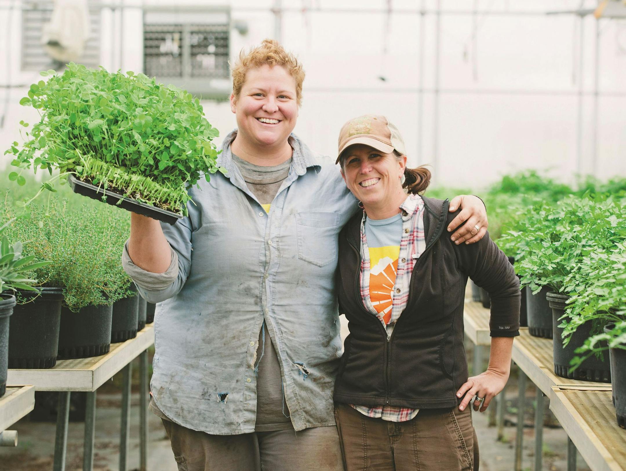 Elizabeth Millard, right, author of "Indoor Kitchen Gardening," with her partner in CSA Farming and in life, Karla Pankow