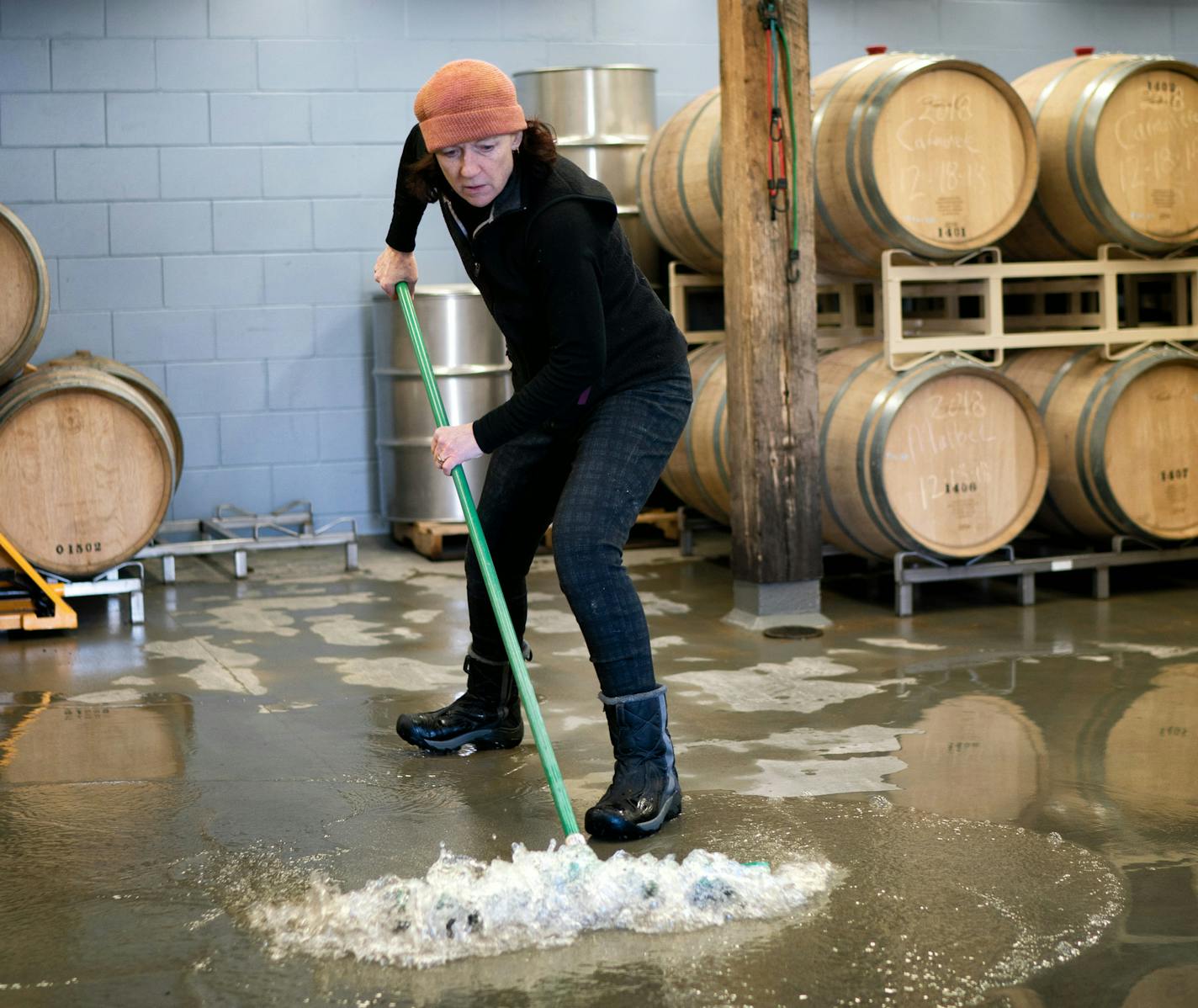 Nan Bailly, owner of Alexis Bailly Vineyard in Hastings, MN was dealing with a flooded basement where she makes her wine. Heavy snows in surrounding farms had melted quickly and flooded the winery.