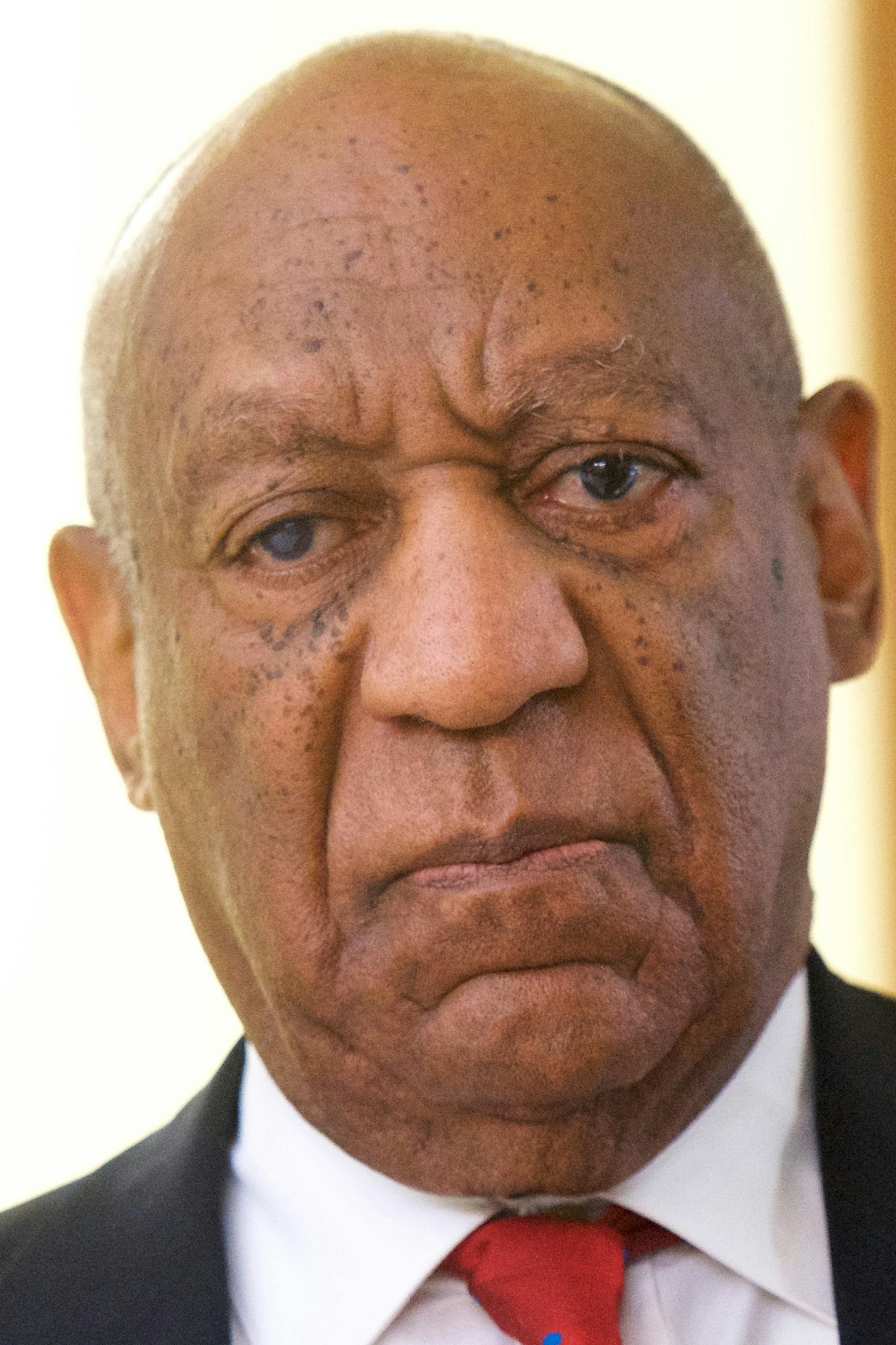 Actor and comedian Bill Cosby reacts while being notified a verdict was in in his sexual assault retrial, Thursday, April, 26, 2018, at the Montgomery County Courthouse in Norristown, Pa. A jury convicted the "Cosby Show" star of three counts of aggravated indecent assault on Thursday. The guilty verdict came less than a year after another jury deadlocked on the charges. (Mark Makela/Pool Photo via AP)