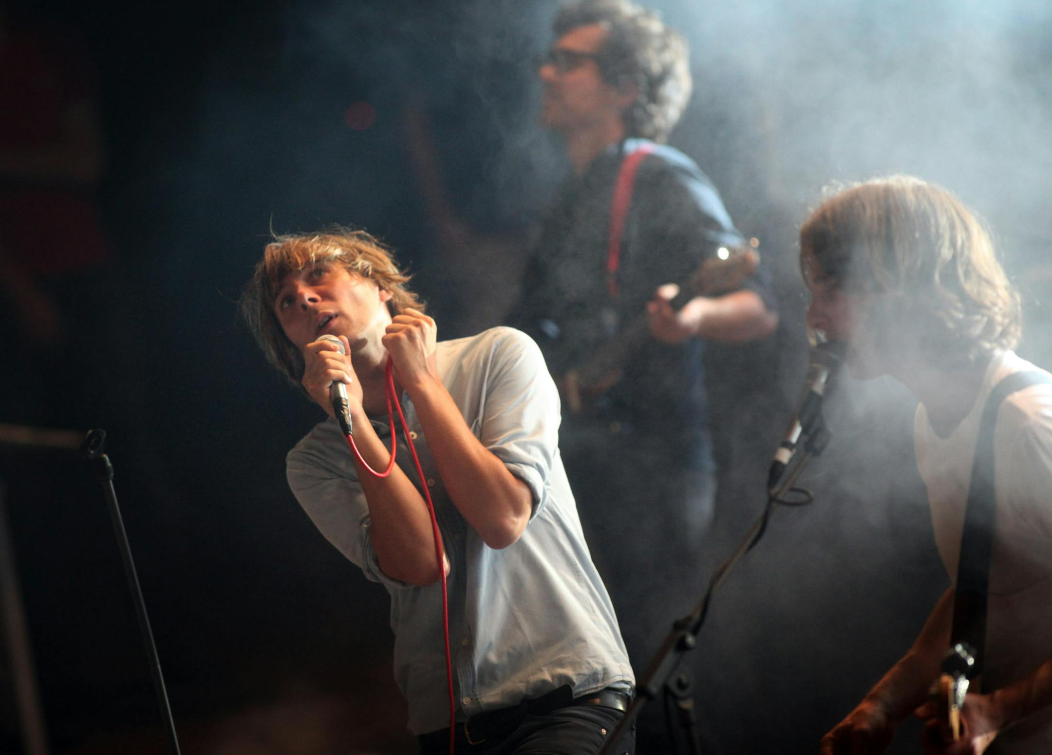 Lead singer Thomas Mars sang with French synch-pop band Phoenix at the State Theater Thursday night in Minneapolis.