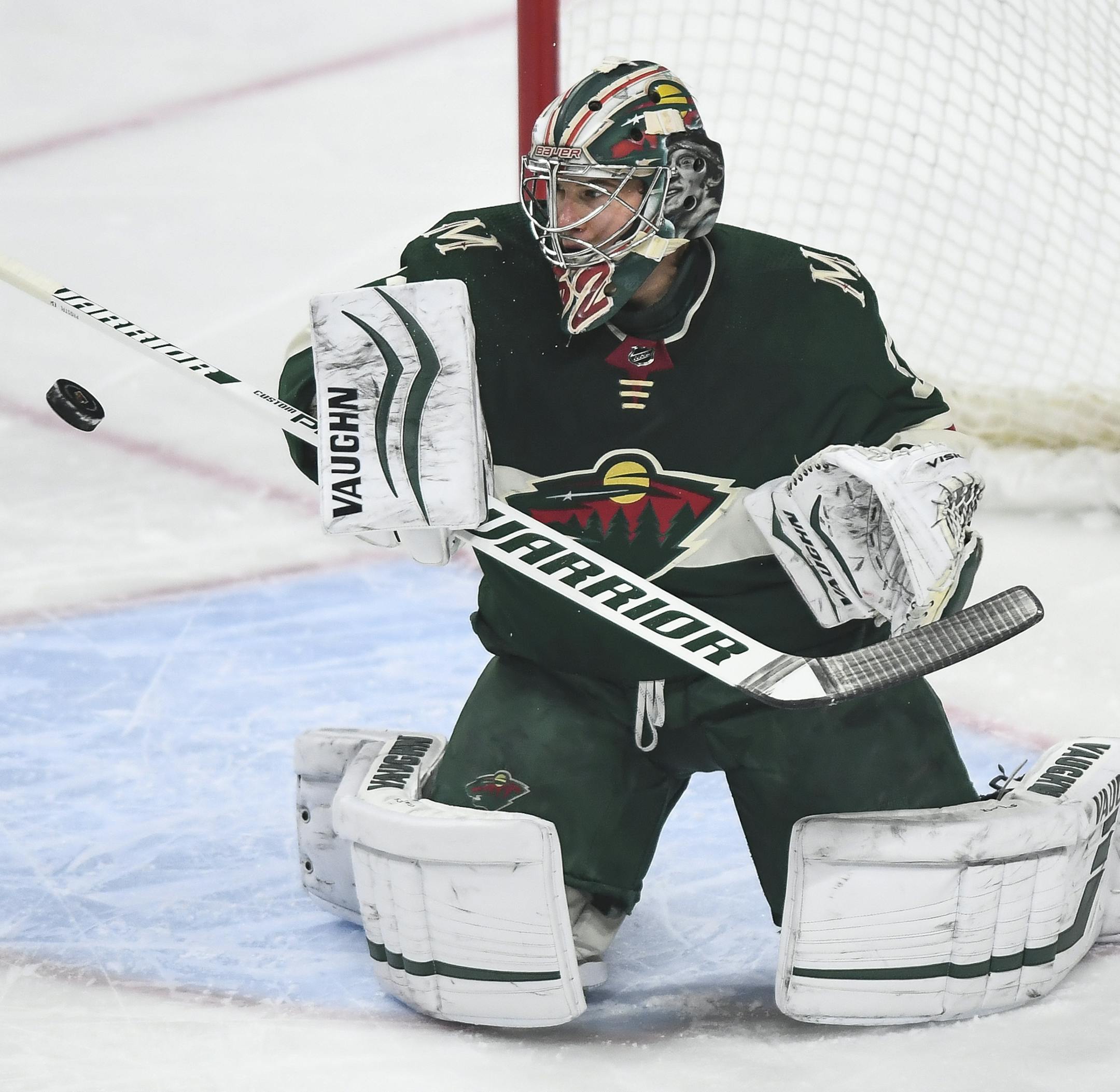Minnesota Wild goaltender Alex Stalock (32) blocked a shot in the first period against the Nashville Predators. ] Aaron Lavinsky • aaron.lavinsky@startribune.com The Minnesota Wild played the Nashville Predators on Tuesday, March 3, 2020 at the Xcel Energy Center in St. Paul, MInn.