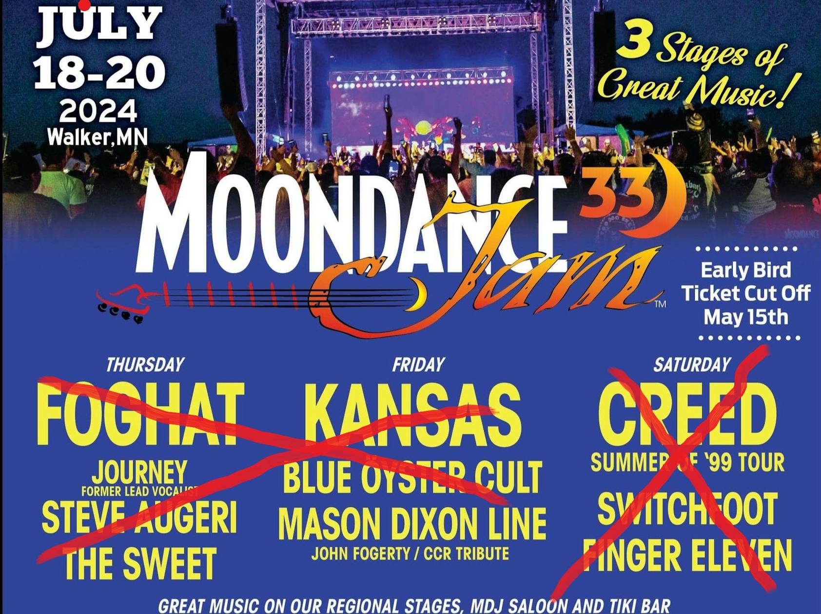 Northern Minnesota's Moondance Jam rock fest cancels all headliners without offering refunds