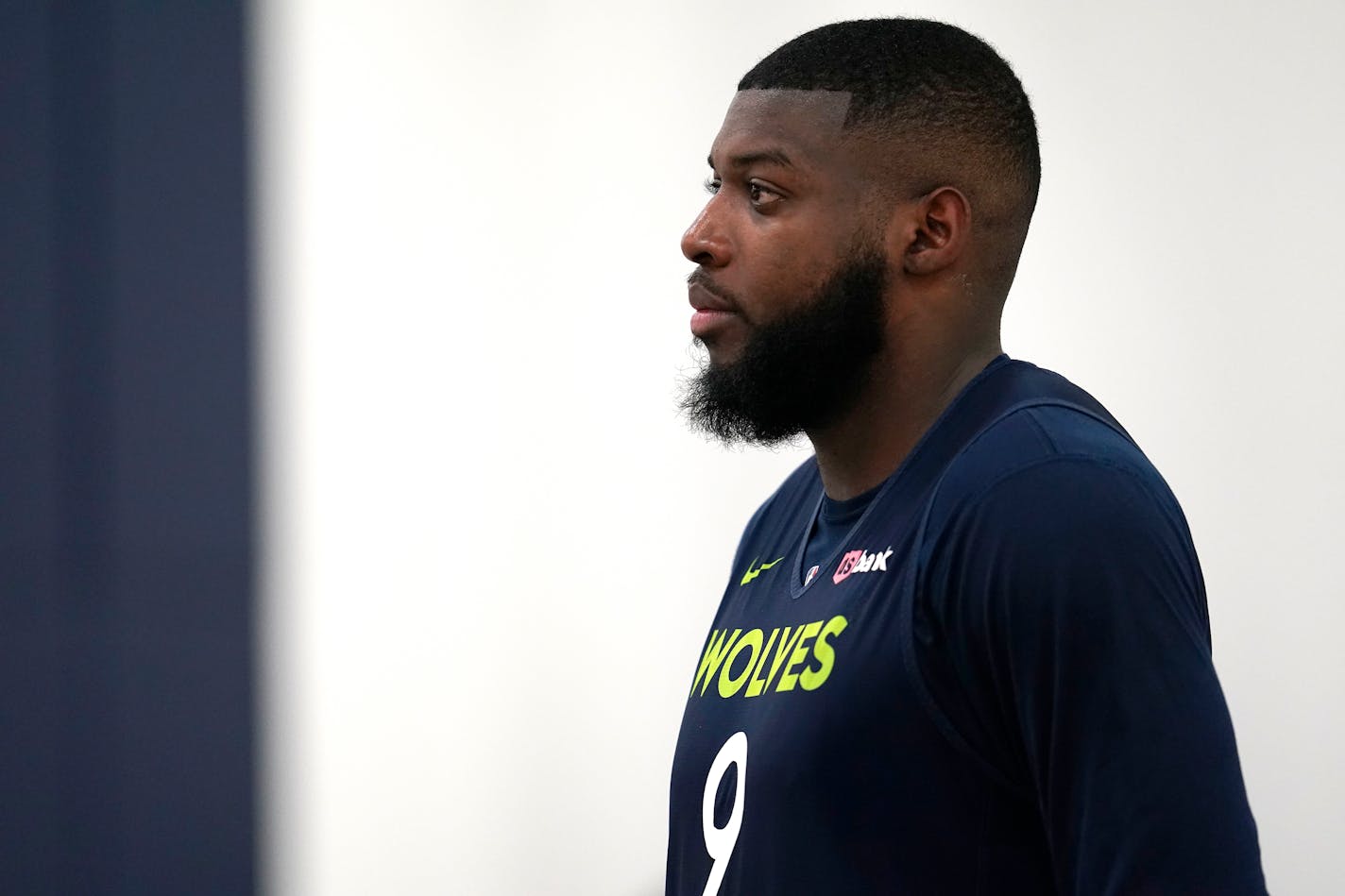 Minnesota Timberwolves forward Eric Paschall takes part in drills during the NBA basketball team's training camp, Tuesday, Sept. 27, 2022, in Minneapolis. (AP Photo/Abbie Parr)