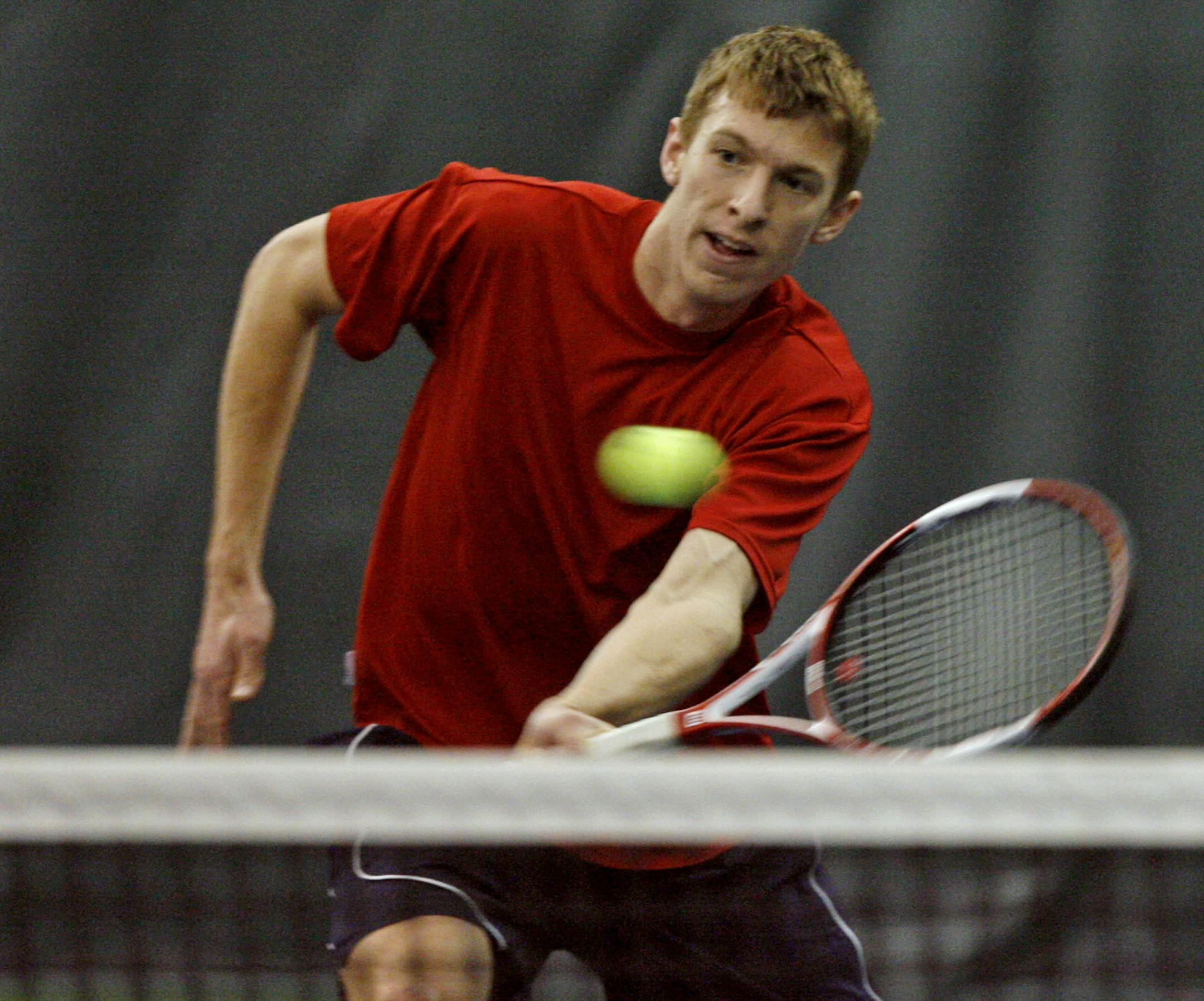 JERRY HOLT Ô jgholt@startribune.com 12/29/2005-----Former Gustavus tennis player Eric Butorac works out in Eden Prairie.
GENERAL INFORMATION: JERRY HOLT Ô jgholt@startribune.com 12/29/2005-----Former Gustavus tennis player Eric Butorac works out in Eden Prairie.