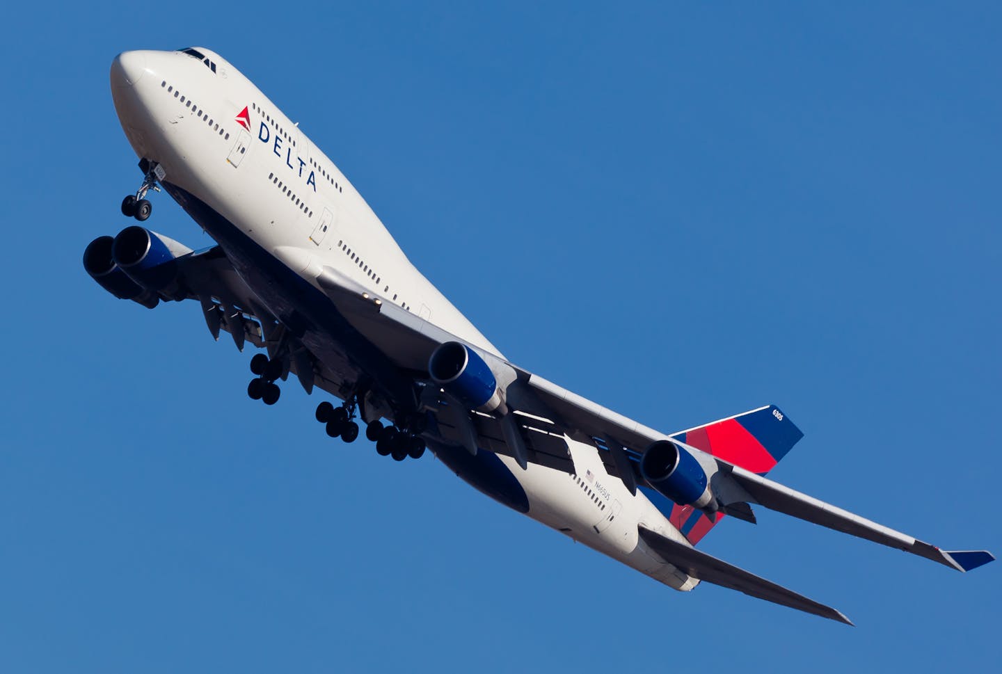 New York, USA - February 26, 2011: Boeing 747 Delta Air Lines takes off from John F. Kennedy International Airport in New York, NY on February 26, 2011. Delta is the oldest airline still operating in the United States.