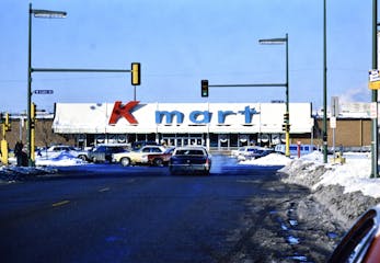 The view up Nicollet Avenue toward downtown in 1979, soon after the Kmart was built. The building was demolished in 2023.
