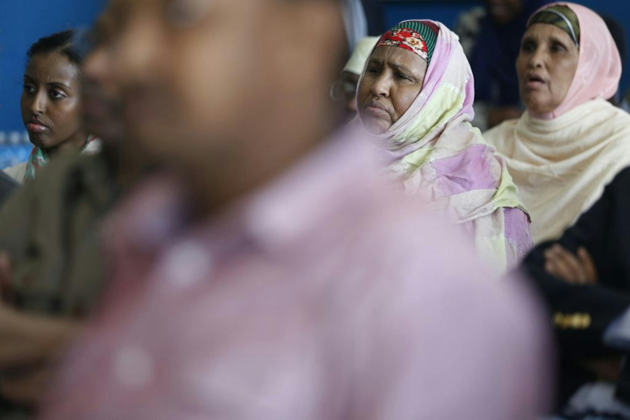 The audience was attentive during a recent public meeting for members of the Somali community at the Brian Coyle Center, where Dr. Mohamed Hassan discussed Hepatitis B and other liver diseases.