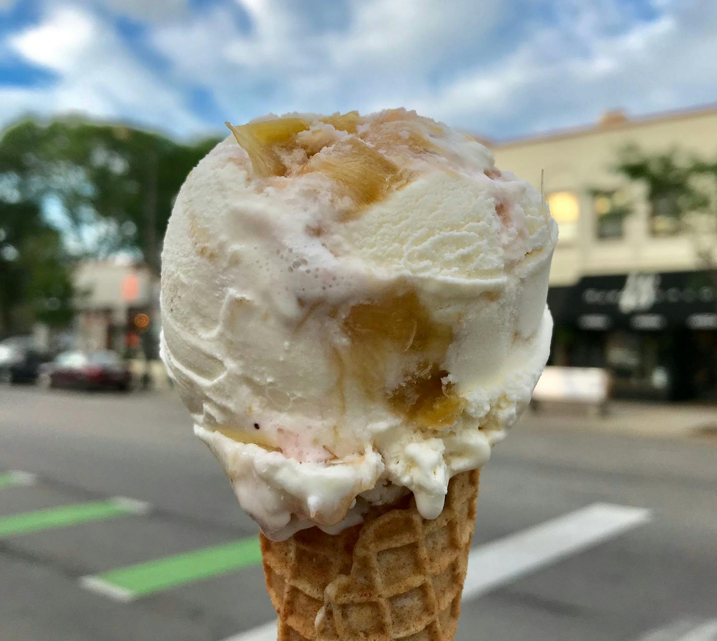 Rhubarb ice cream at Pumphouse Creamery