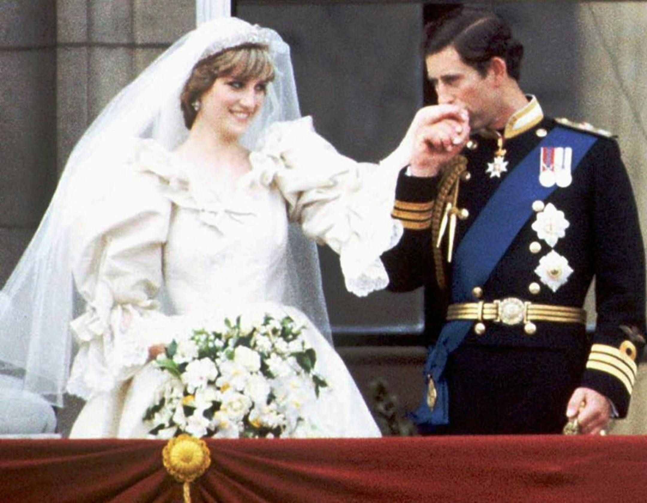 Prince Charles and Princess Diana on the balcony of Buckingham Palace on their wedding day, July 29, 1981, in London.