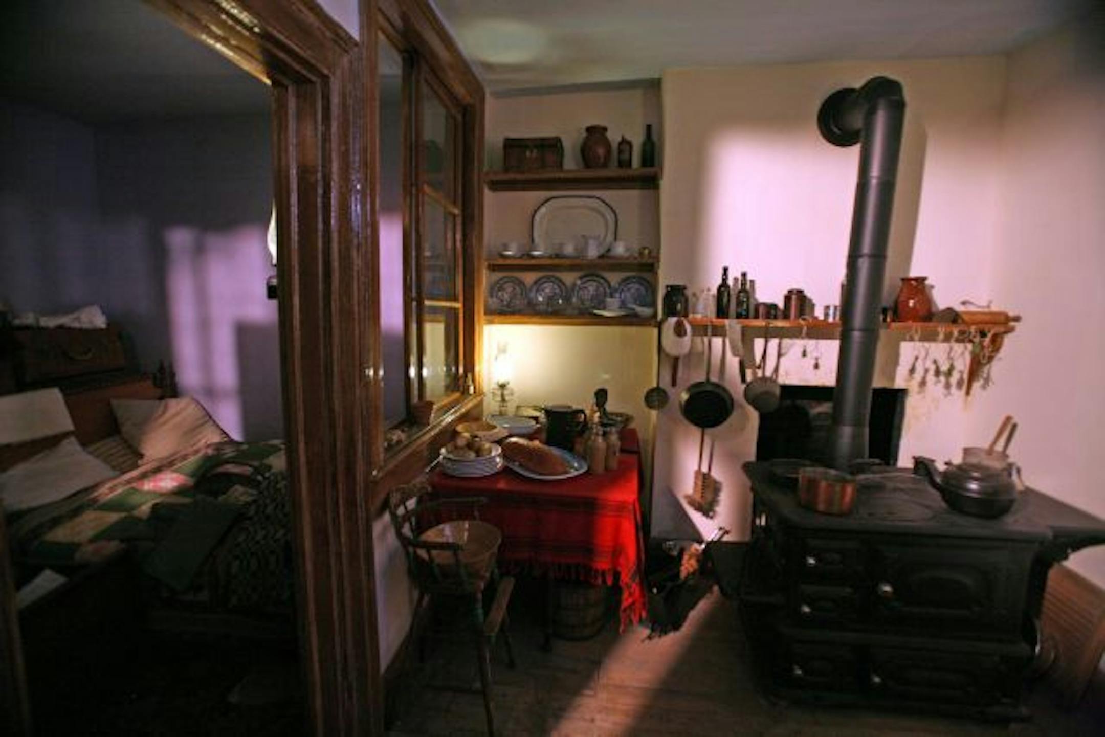 An 1869 tenement home, where a family of five lived, on display at the Tenement Museum.