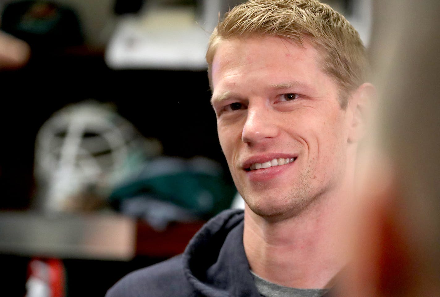 Minnesota Wild center Eric Staal spoke with media members about the disappointment of exiting the NHL Stanley Cup playoffs after being eliminated in 5 games by St. Louis in which Staal received a concussion in game 5 and was seen Tuesday, April 25, 2017, in the Wild locker room at the Xcel Energy Center in St. Paul, MN.] DAVID JOLES &#xef; david.joles@startribune.com Wild end of year press conference