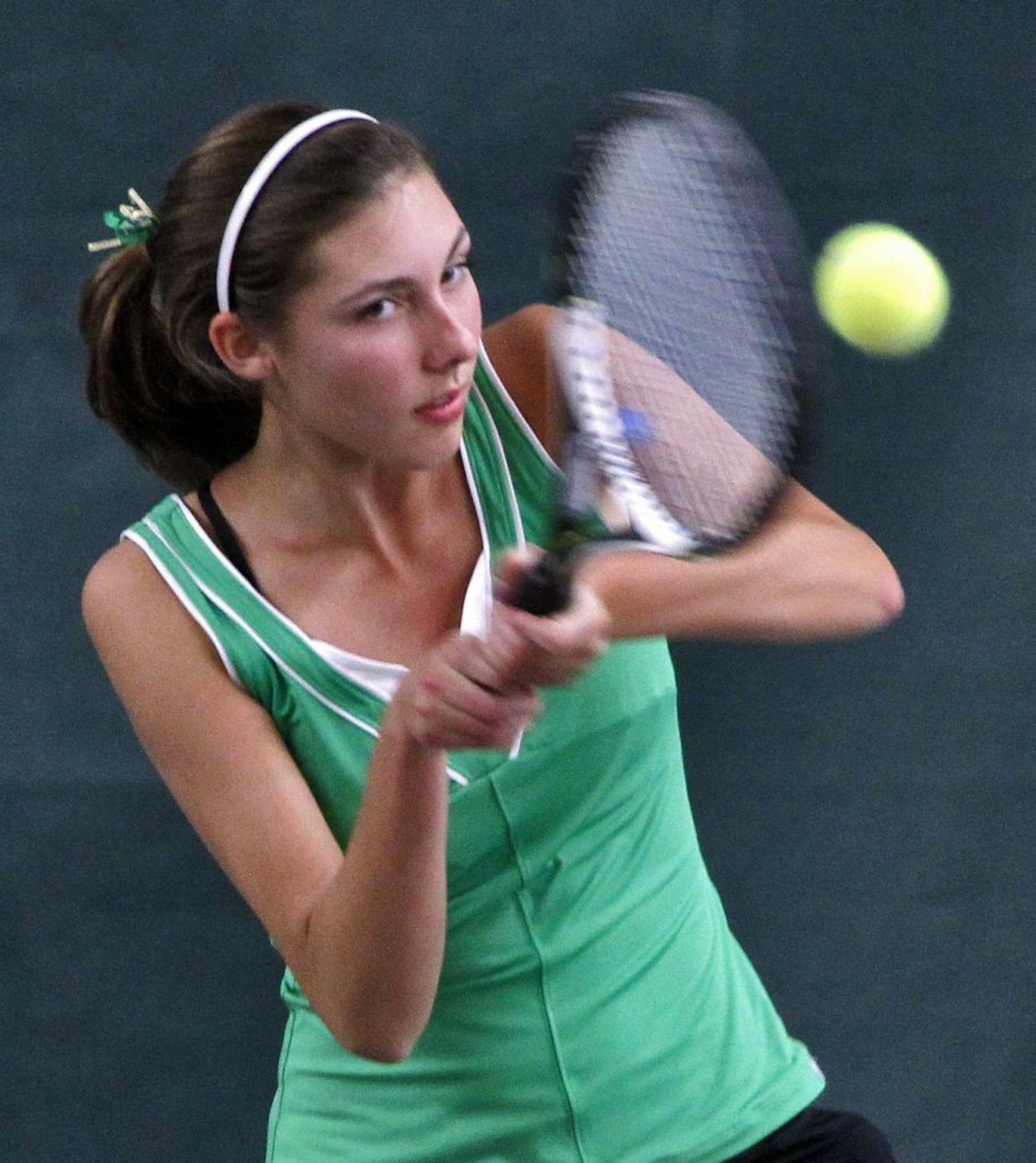 Class 2A state high school girls team tennis championship. Edina beat Rochester Mayo for its 15th consecutive team championship. Edina's Maddie Boyer played in a championship single match.