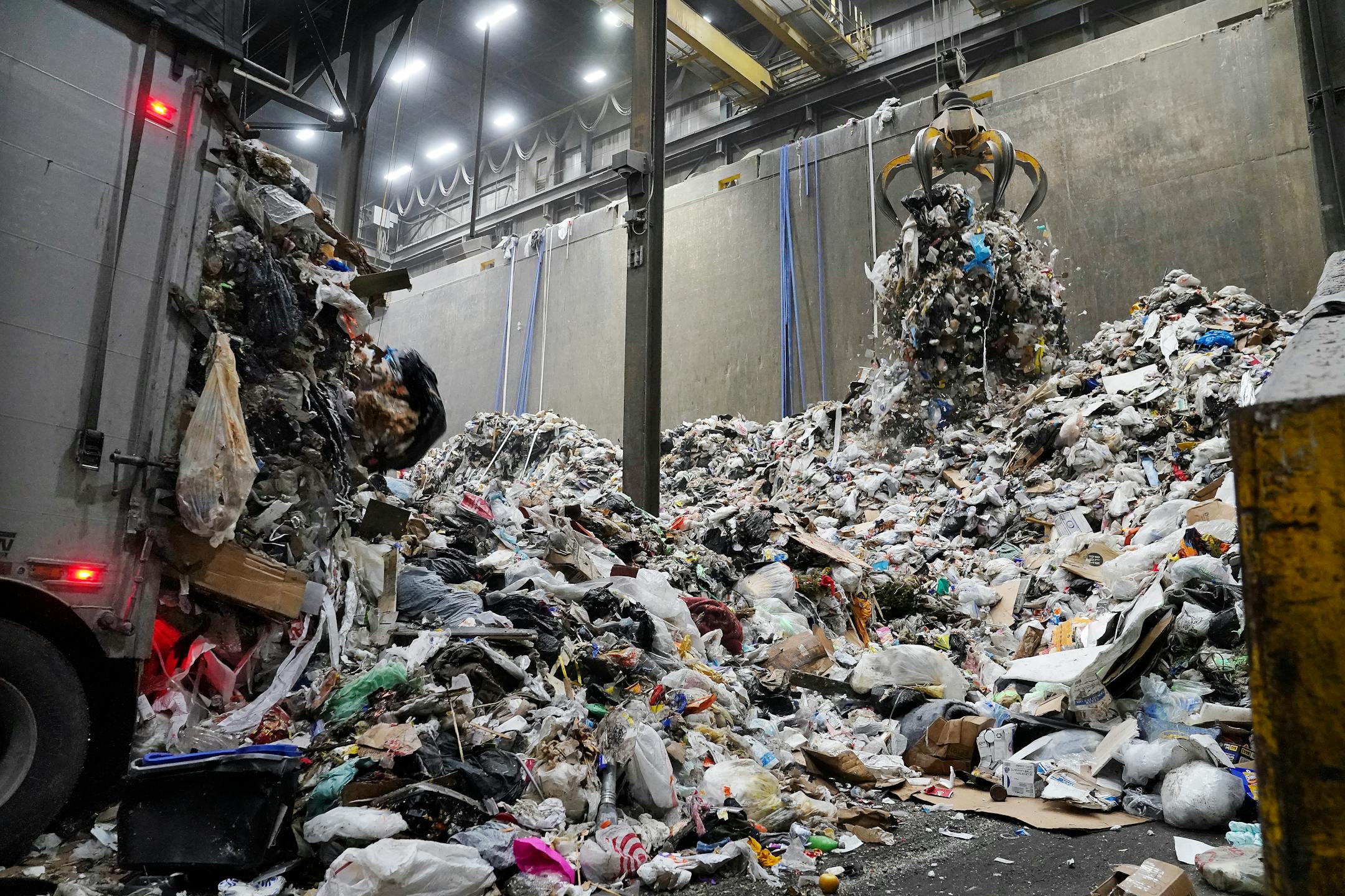 Waste is trucked in before being going into a boiler and being converted into energy at the Hennepin Energy Recovery Center.