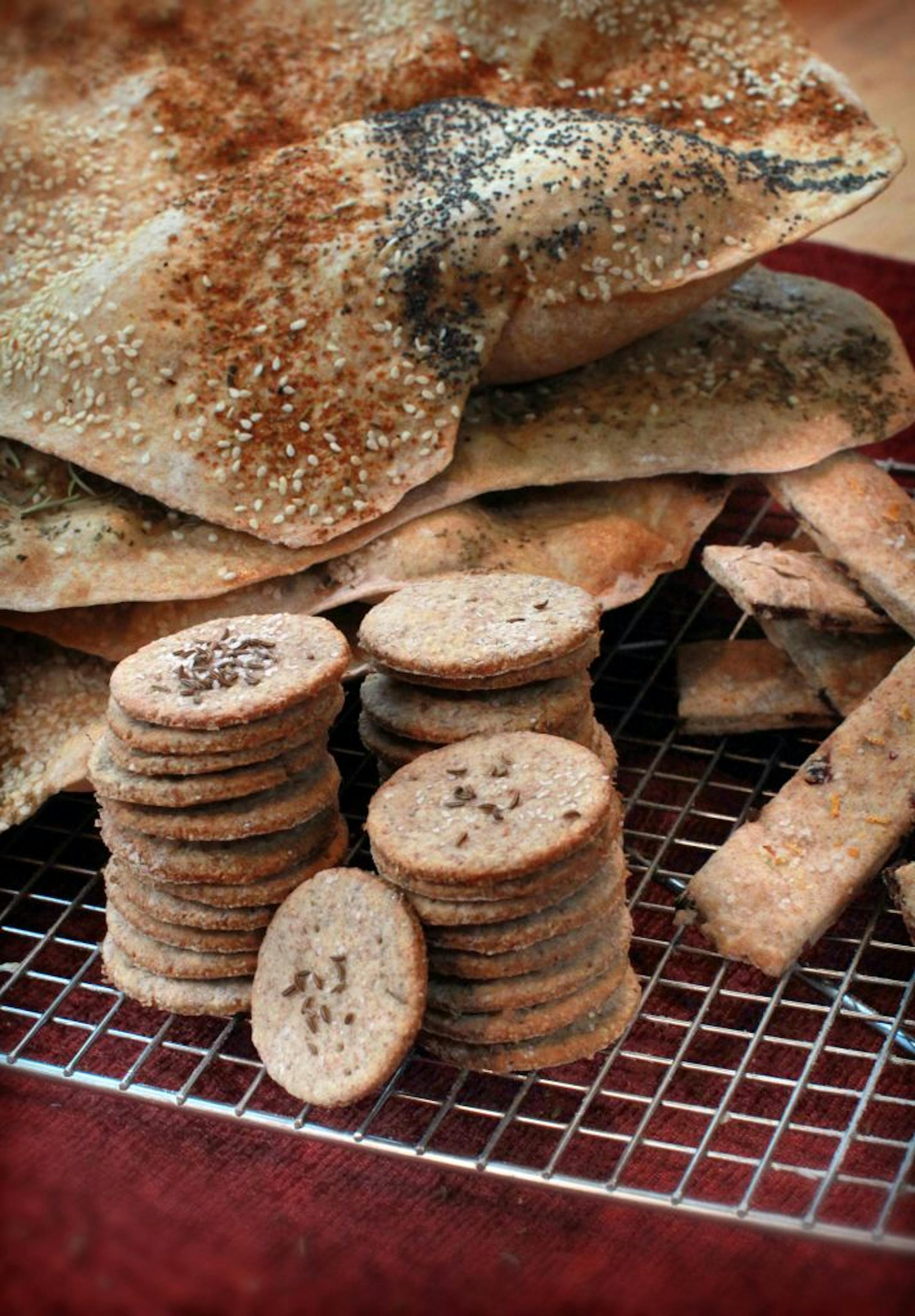 Lavash, Salty and Sour Berry Crispbread and Rye Crackers With Caraway.