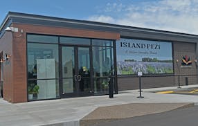 The Island Peži cannabis dispensary is across the parking lot from the Treasure Island Resort & Casino in Red Wing.