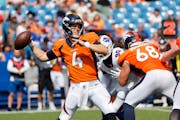 Quarterback Brett Rypien is expected to start and play the first half for the Broncos against the Vikings on Saturday night. 
