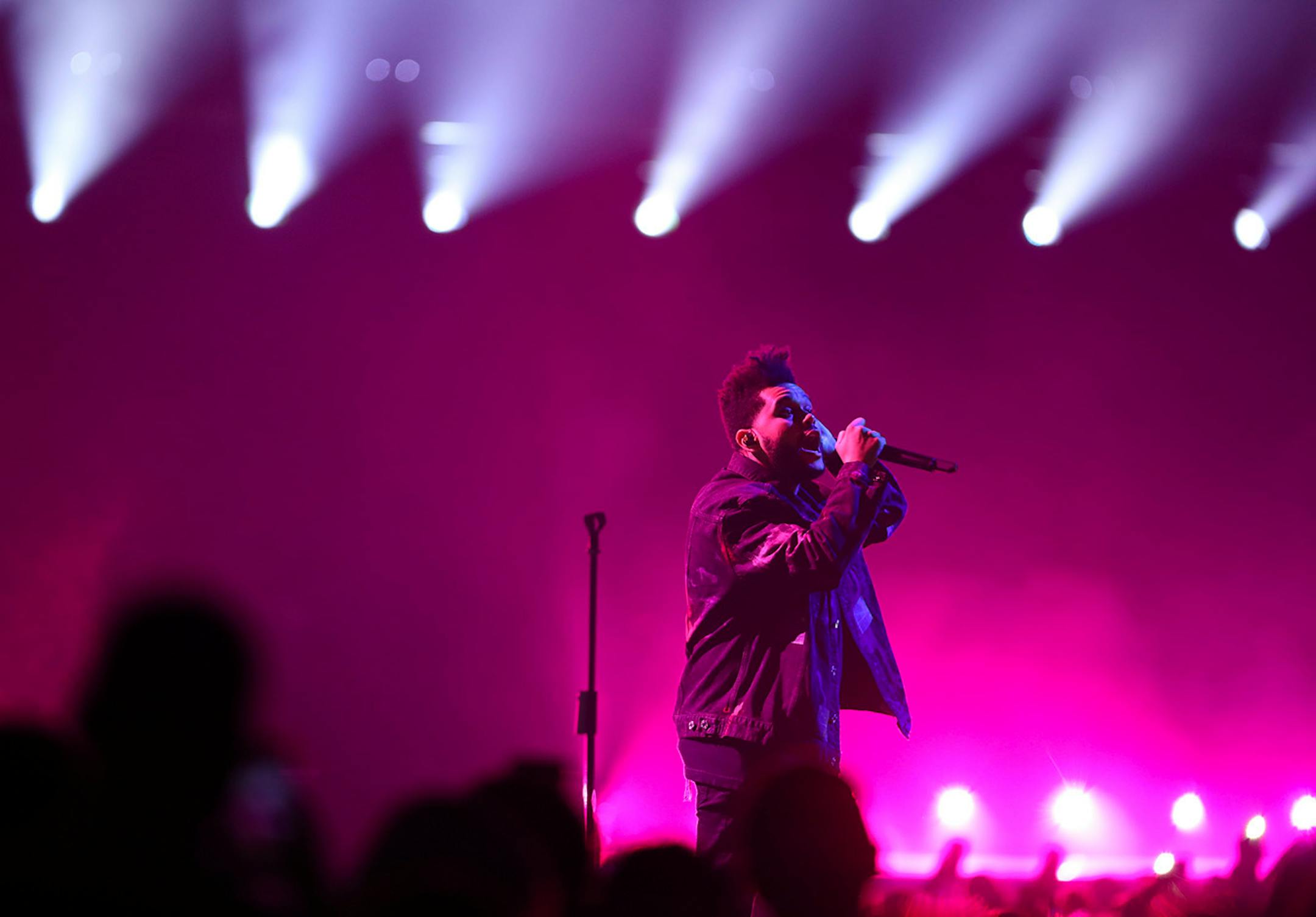 The Weeknd early in his set Sunday night.