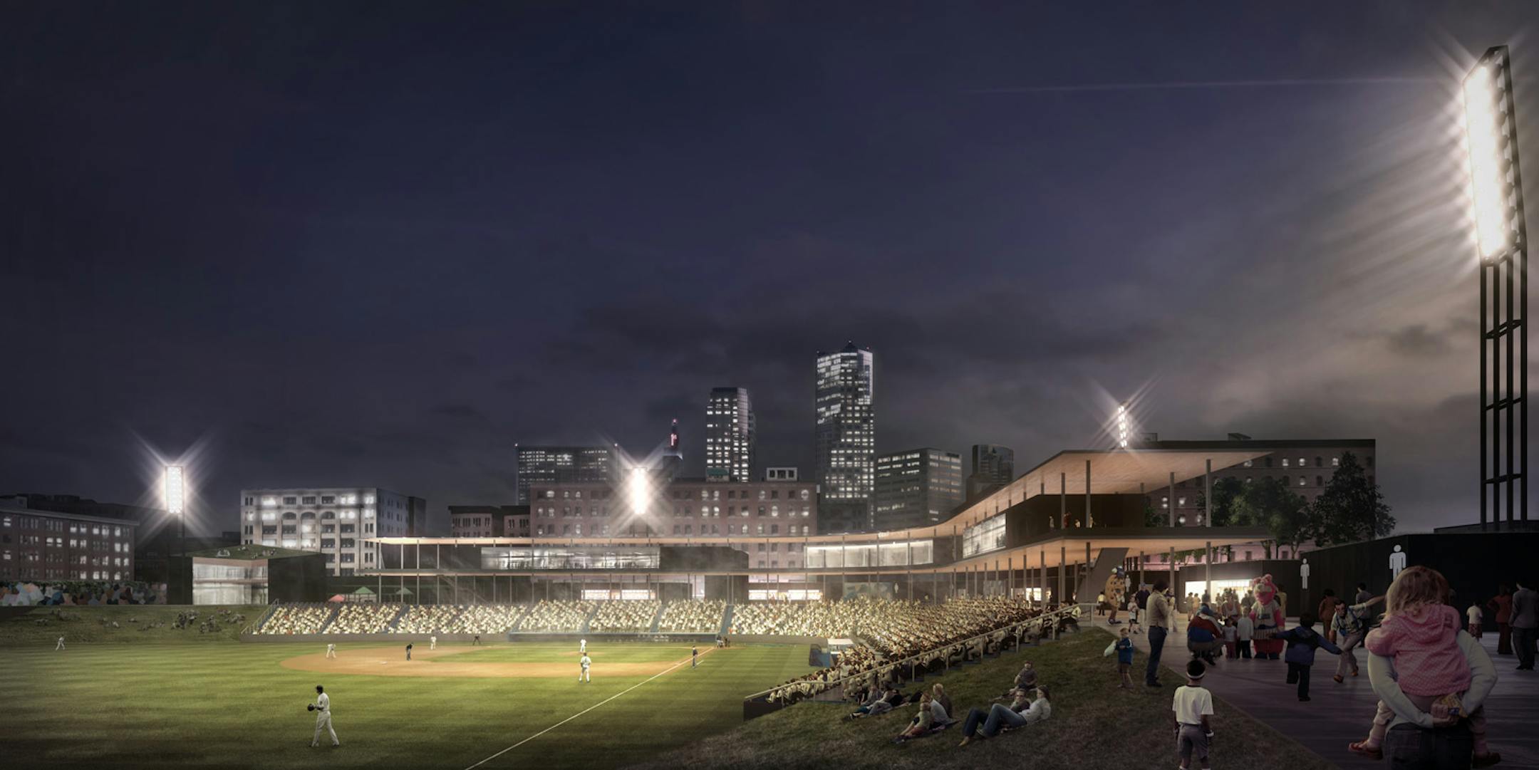 Design concept of the new Lowertown Ballpark in St. Paul.