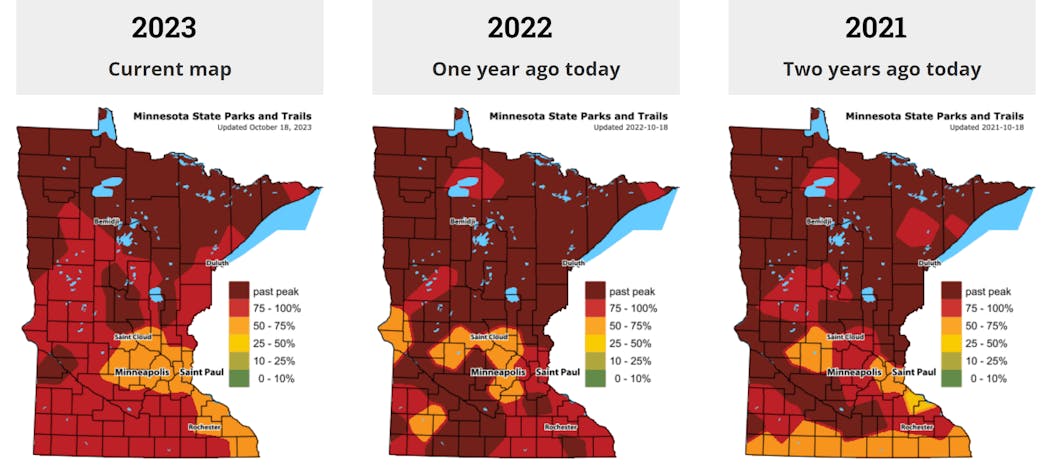 Minnesota fall colors as of this date, 2021-23