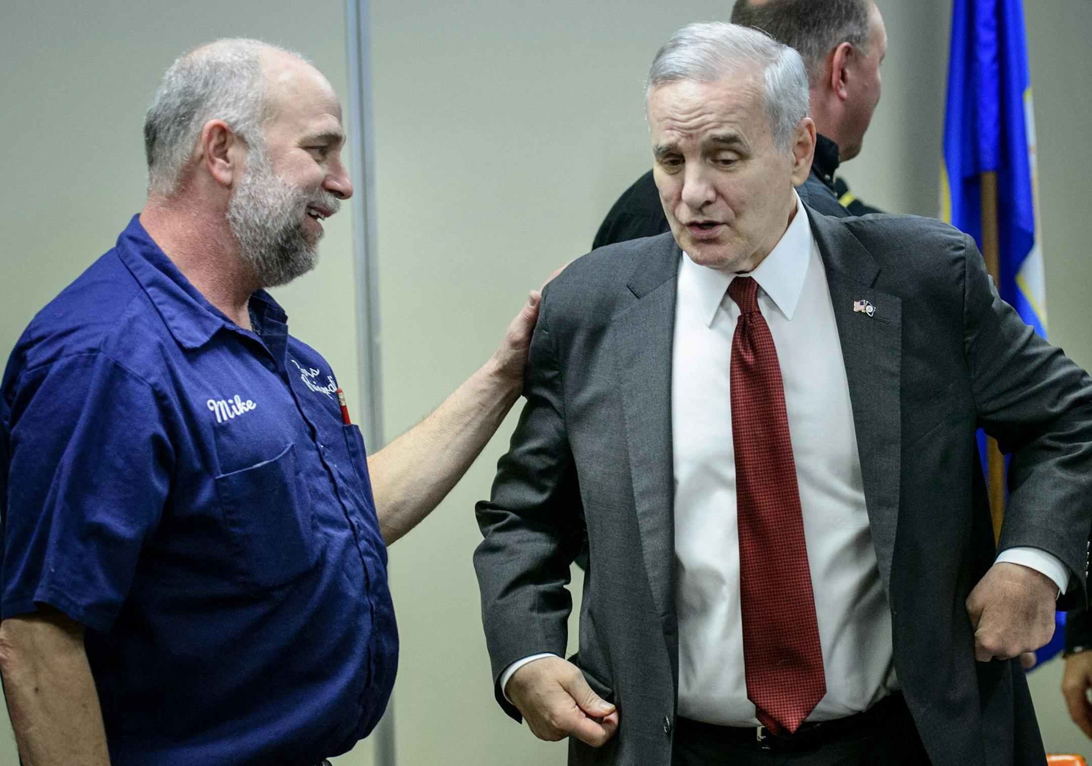 Madelia Mayor Mike Grote thanked Governor Dayton for coming to his town. ] GLEN STUBBE * gstubbe@startribune.com Friday, February 5, 2016 Gov. Dayton visited Madelia two days after a massive conflagration wiped out a section of downtown. Six buildings were flattened, and more may need to come down due to severe damage. Eight businesses were shuttered and owners scrambled this week to reopen in borrowed space in order to survive the lengthy rebuilding process.