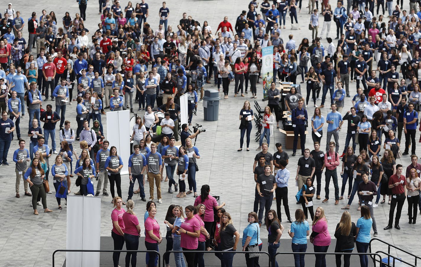 More than 1,200 interns from a few dozen large and mid-size companies in the Twin Cities spend the afternoon at U.S. Bank Stadium learning about the region, and being implored to come back and live here Wednesday June 20, 2018 in Minneapolis.