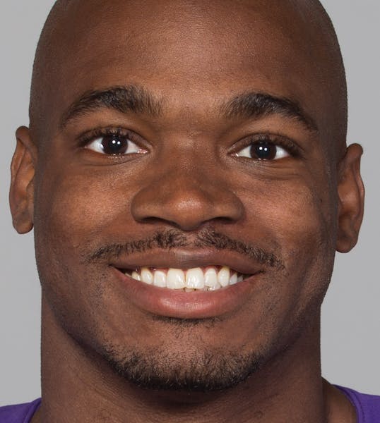 This is a 2013 photo of Adrian Peterson of the Minnesota Vikings NFL football team. This image reflects the Minnesota Vikings active roster as of Thur