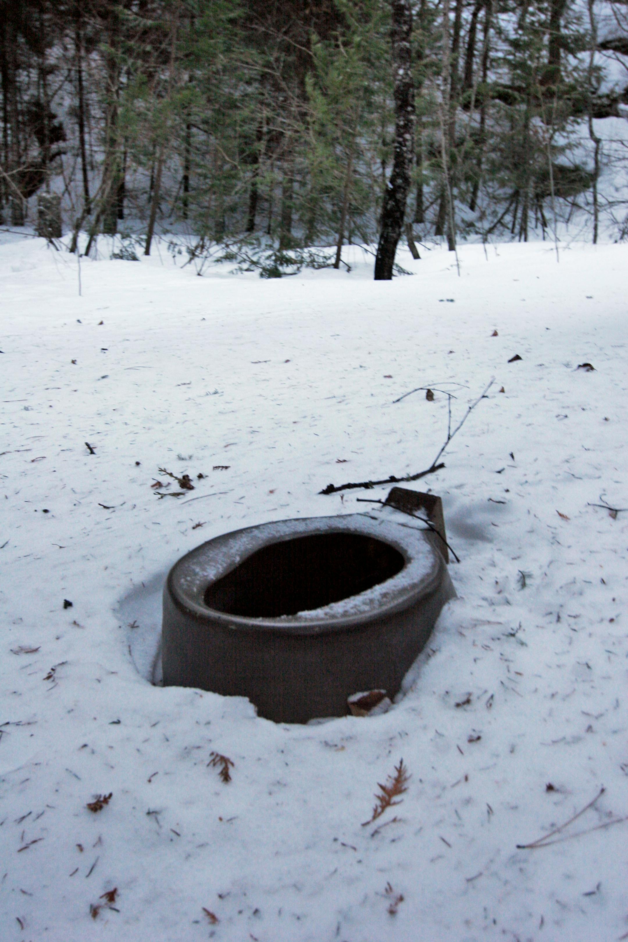 A BWCA latrine, nearly buried in snow, wasn't inviting during a winter camping trip over the weekend. Photo by Doug Smith/Star Tribune