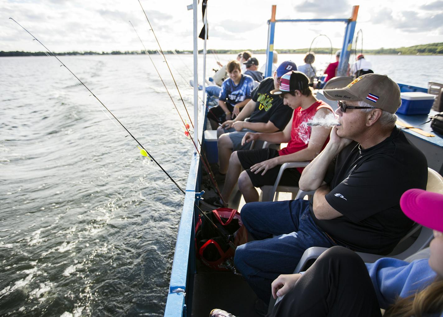 Arnold Biondo of Chicago fishes with his family during an expedition with Twin Pines Resort on Mille Lacs Lake Monday, August 3, 2015. ] LEILA NAVIDI leila.navidi@startribune.com /