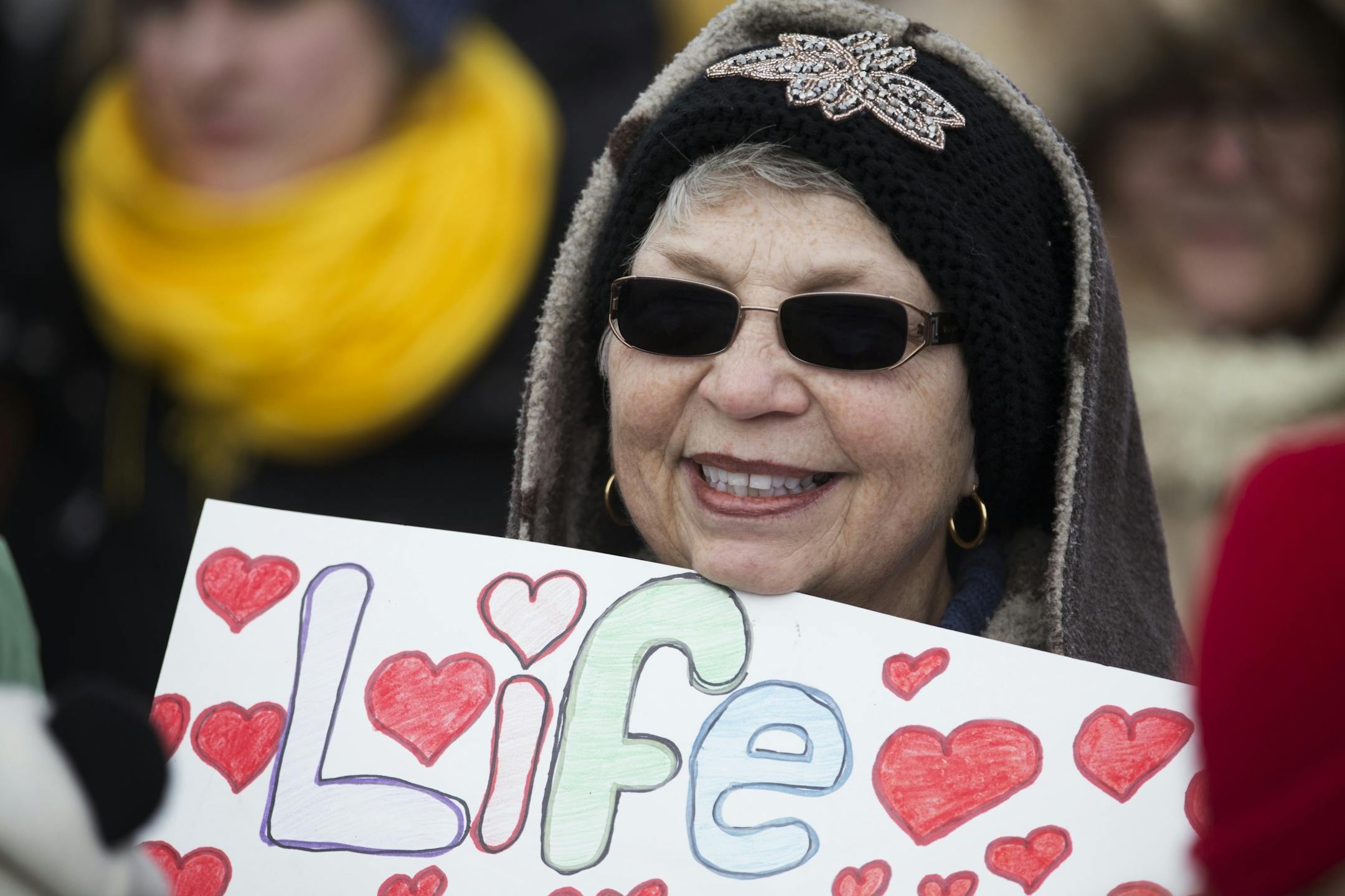 The crowd listens to speakers during the annual Minnesota Citizens Concerned for Life March for Life at the State Capitol Mall in St. Paul on Friday, January 22, 2016.