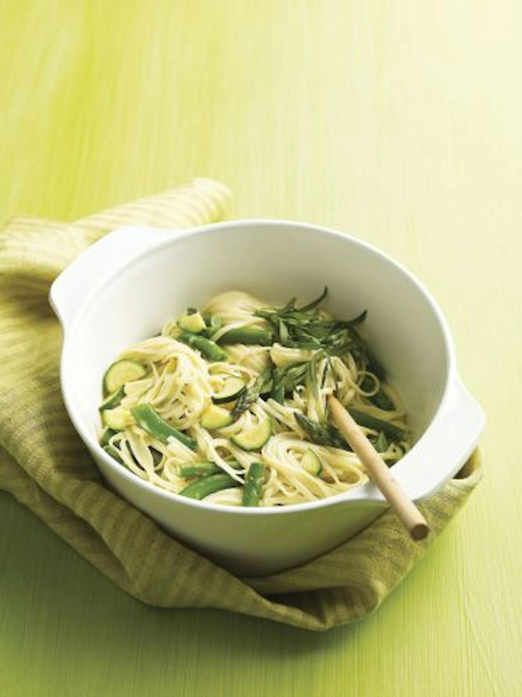 Linguine With Spring Vegetables.