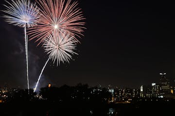 Fireworks over the Mississippi River in Minneapolis on July 4, 2015.