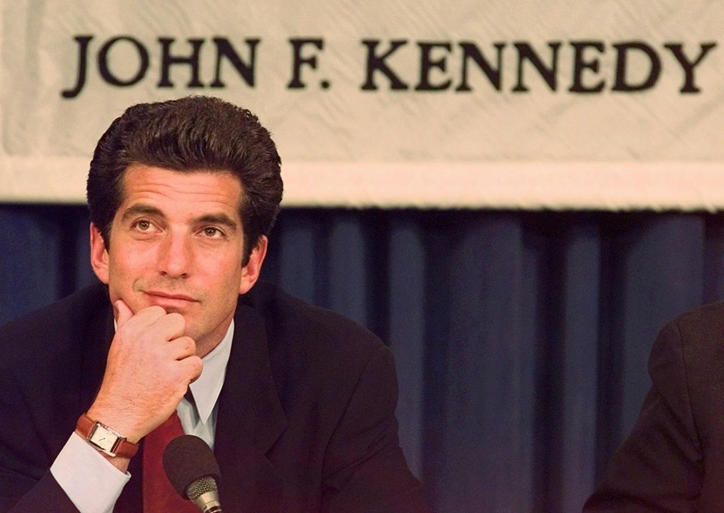 John F. Kennedy Jr.at a panel discussion on Medicare at Harvard University's John F. Kennedy School of Government in Cambridge, Mass., in May 1997.