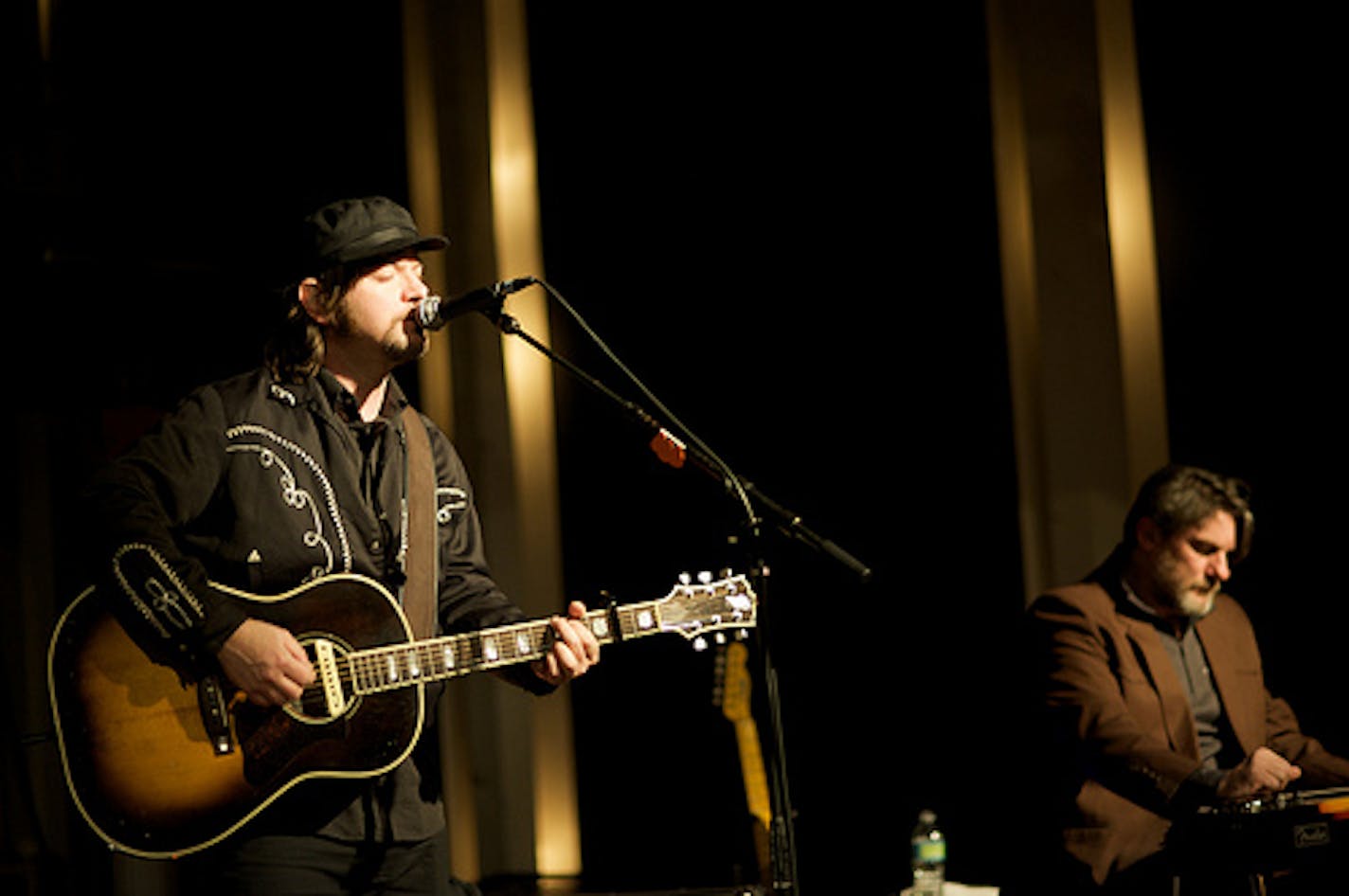 Jay Farrar, left, and Mark Spencer at the Varsity Theater in Minneapolis on January 31.