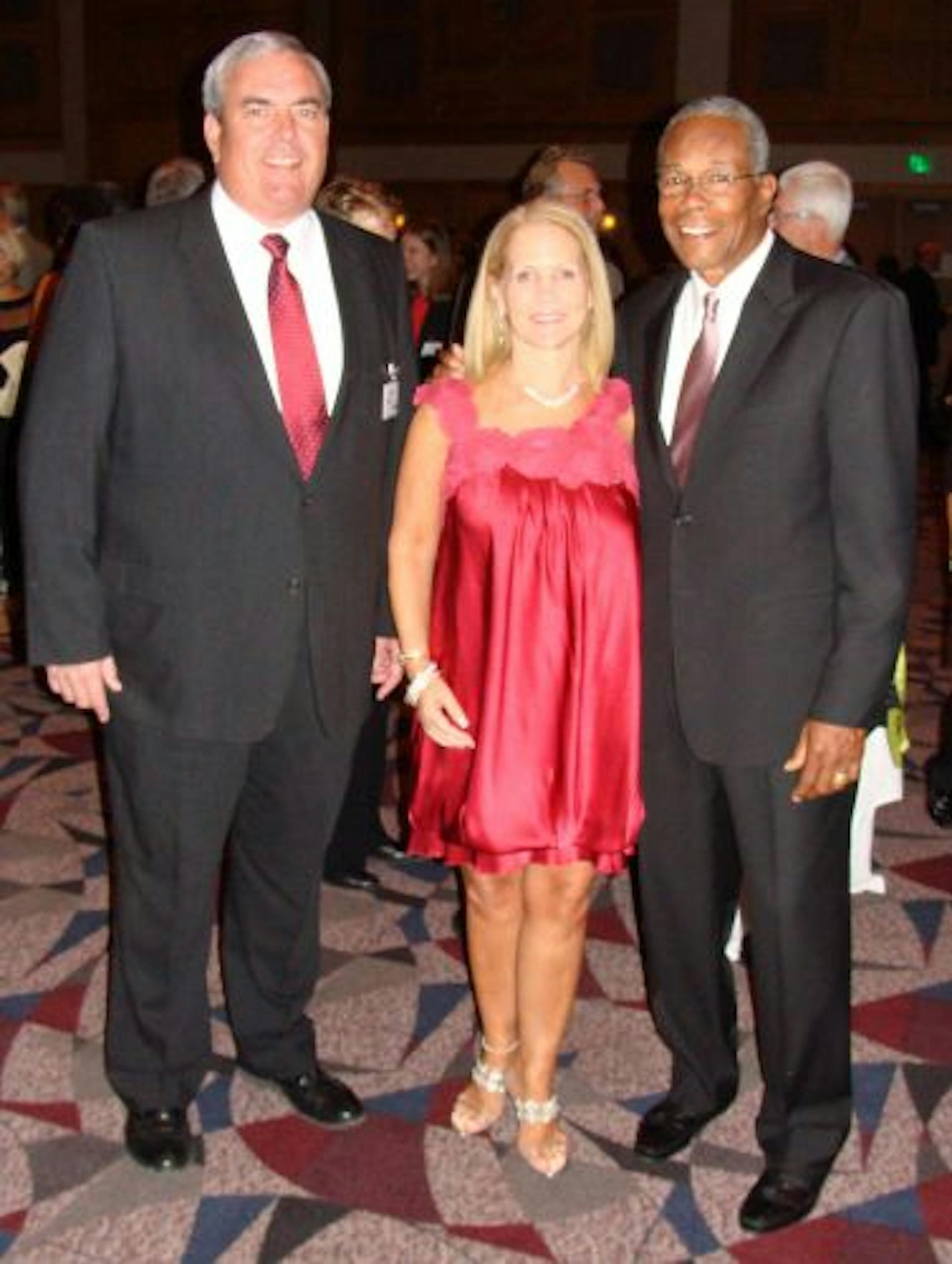 Postmaster General Jack Potter, Rhonda and Rod Carew.
