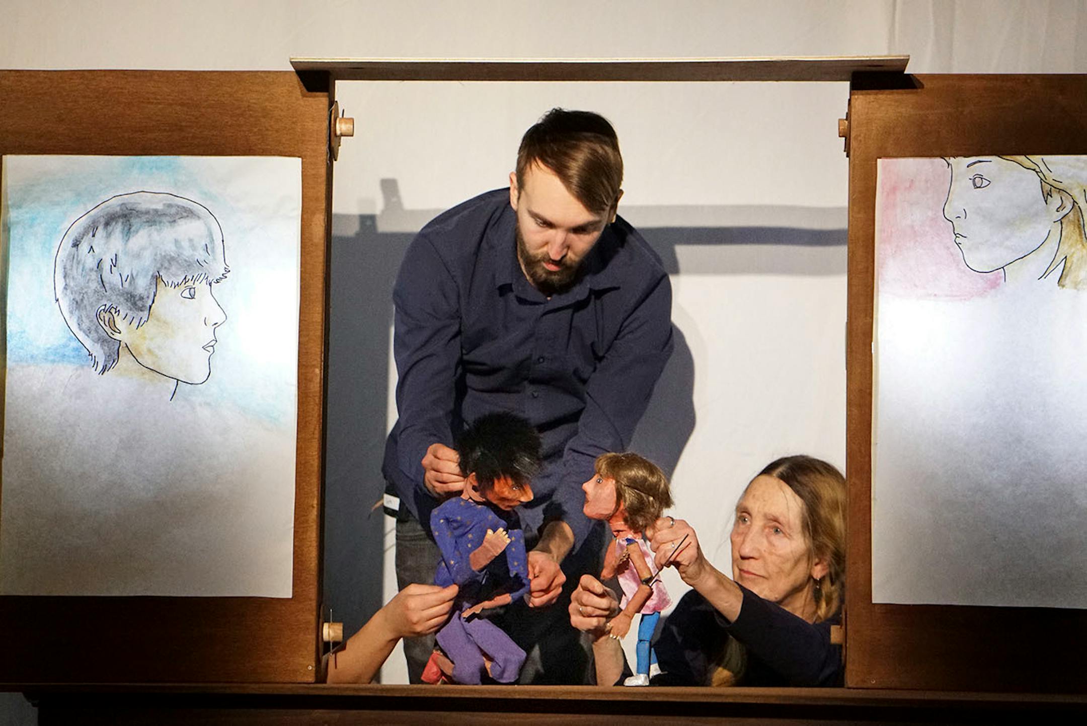 Seth Eberle and Laurie Witzkowski are the puppet artists. "Make Believe Neighborhood," which is about the life of Mr Rogers and also about the people who are revitalizing the Phillips neighborhood in south Minneapolis.