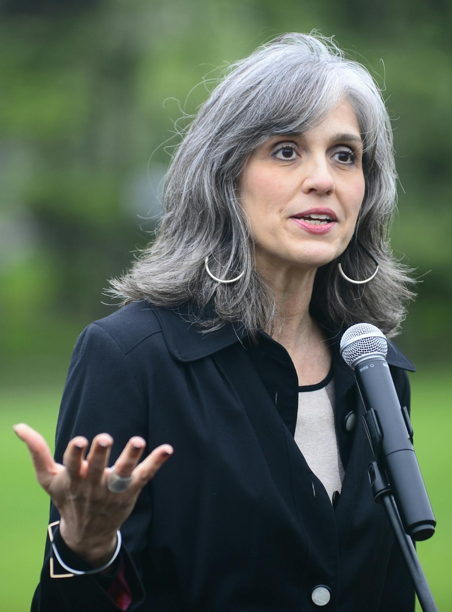 Walker Art Center Executive Director Olga Viso addressed attendees of Tuesday afternoon's groundbreaking for the renovation of the Minneapolis Sculpture Garden.