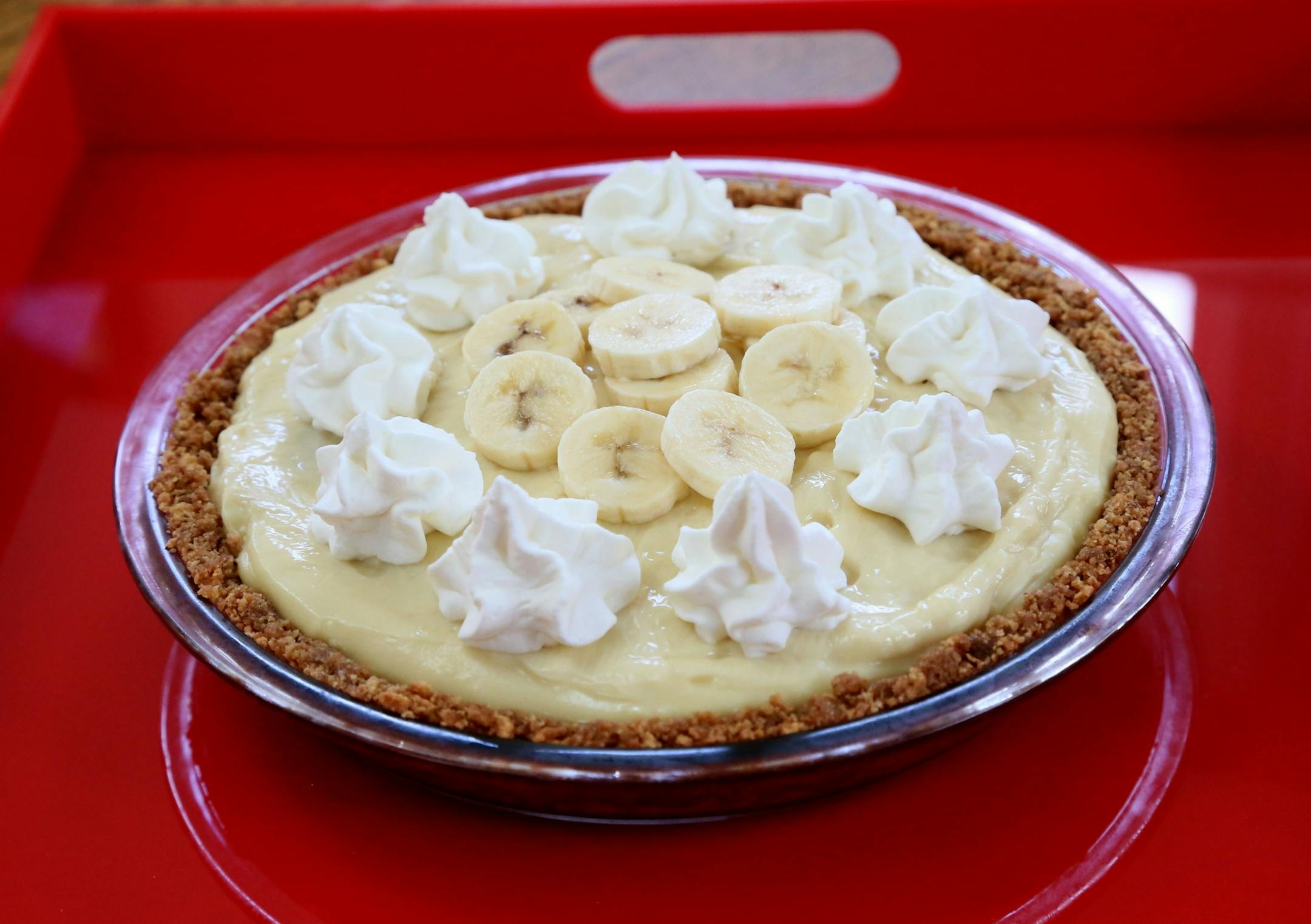 Banana Cream Pie, step by step process for making crust and custard Friday, April 10, 2015, in Edina, MN.