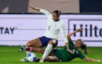 United States forward Lynn Williams, top, was tackled by Mexico defender Karen Luna, during a CONCACAF Gold Cup match Monday in Carson, Calif.