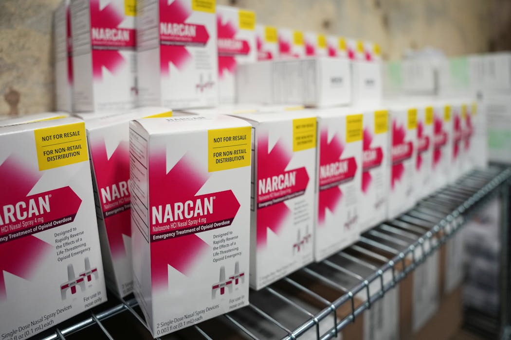 Narcan is stored at a newly opened Minnesota Overdose Awareness safe injection location in Minneapolis on Tuesday.