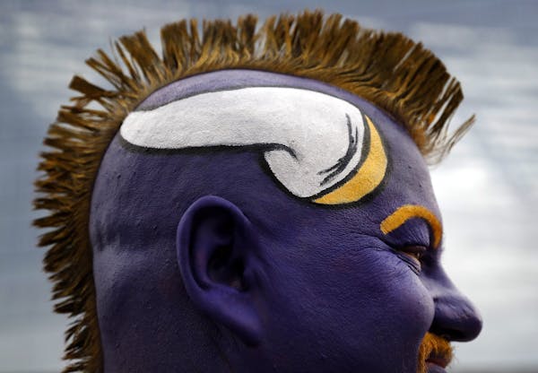 Vikings fan James Diffely, 43, of Underwood, ND, at a game in 2016.