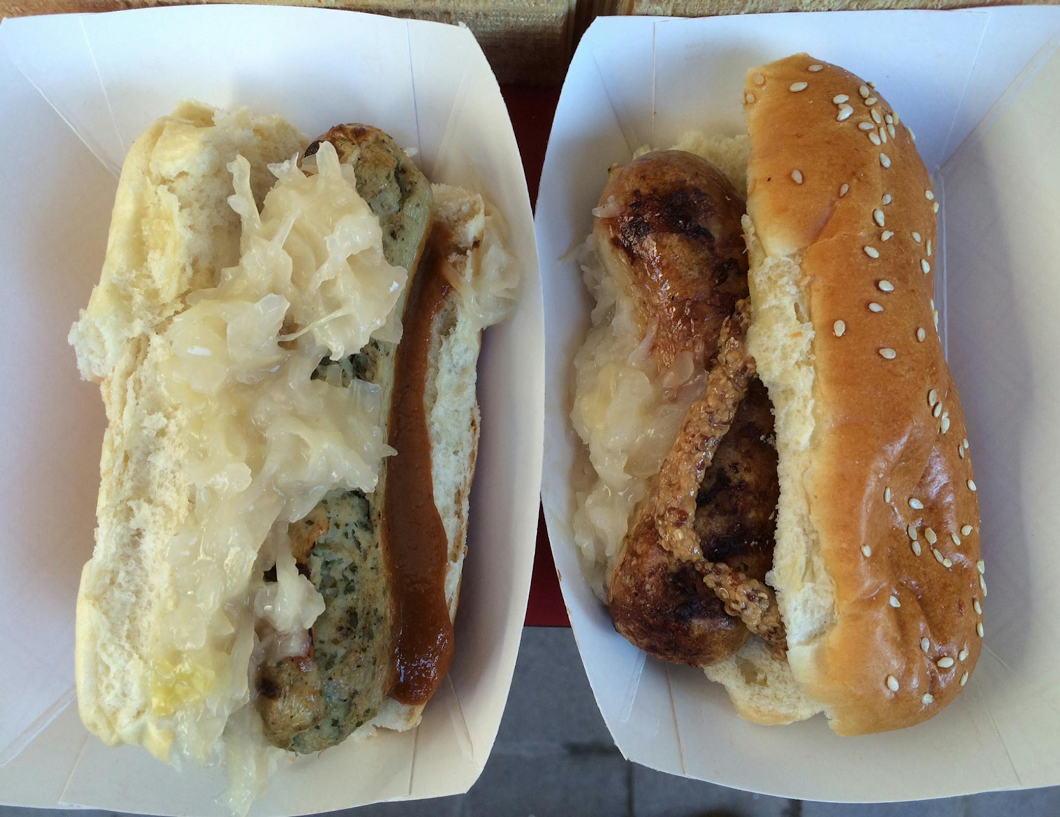 Weisswurst and brat from Black Forest Inn