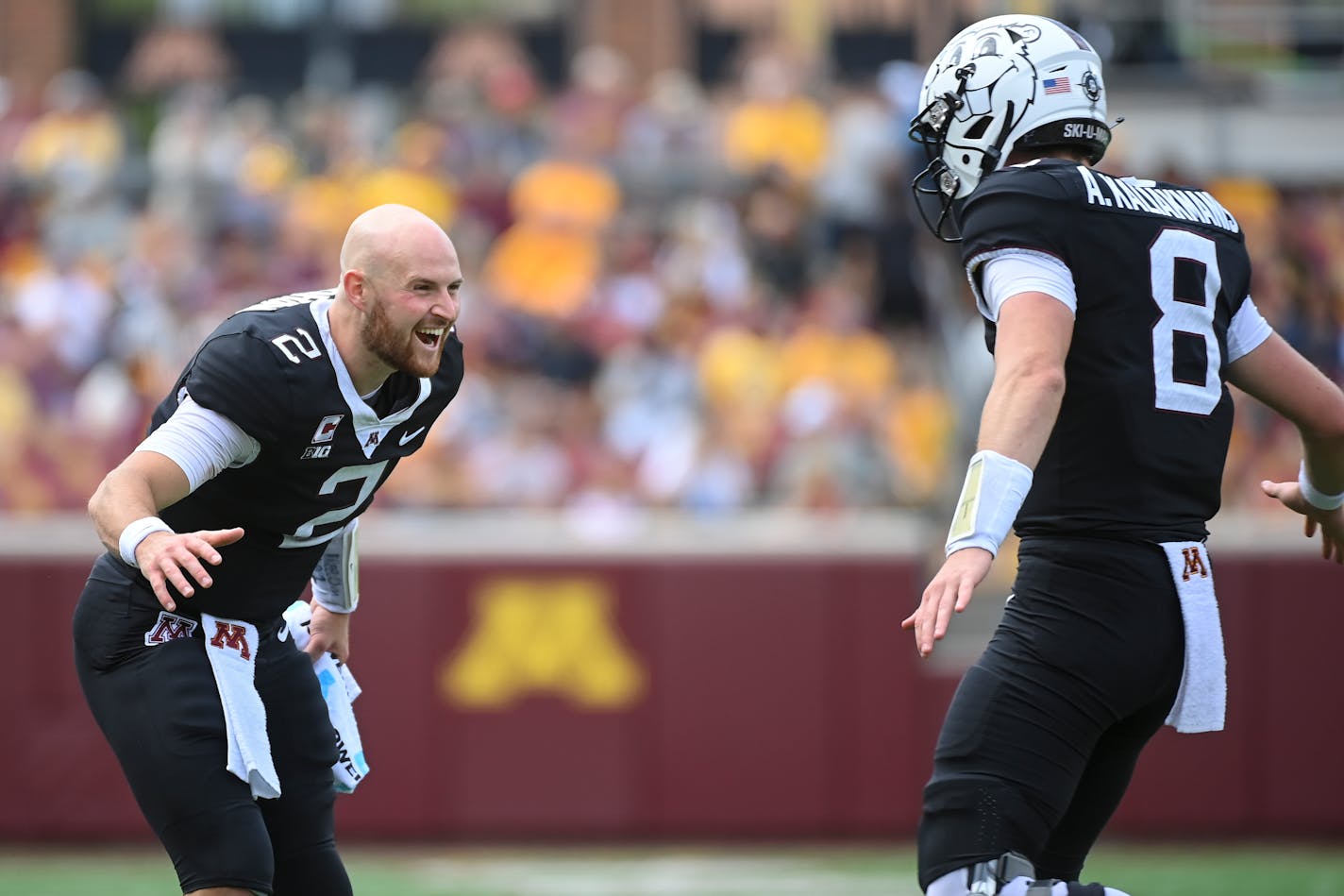 Gophers starting quarterback Tanner Morgan had plenty to smile about Saturday: 14 of 18 passes for 287 yards with one touchdown before taking a seat midway through the third quarter.