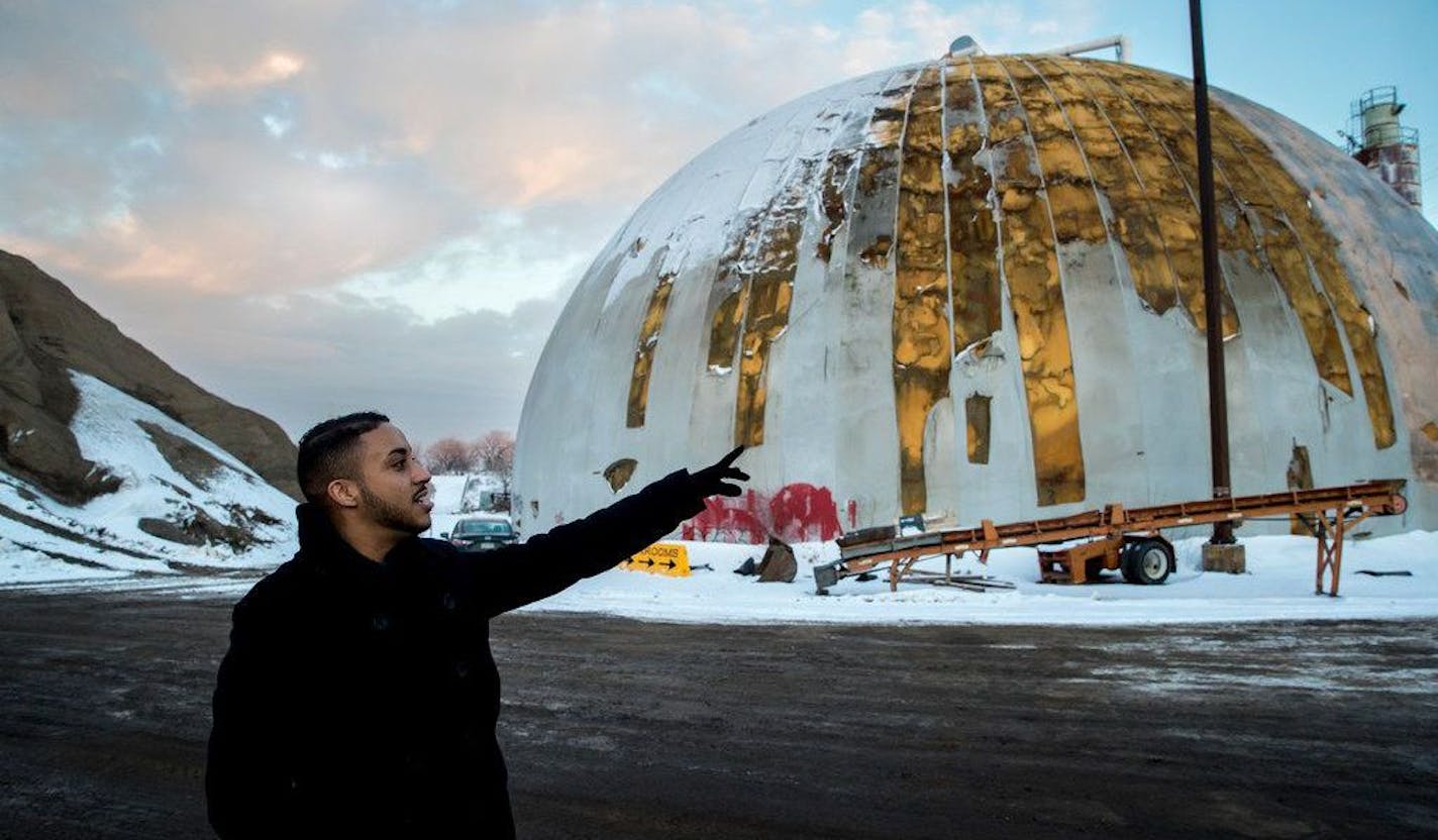 Council Member Phillipe Cunningham walked through the Upper Harbor Terminal on Wednesday, Jan. 31, 2018. A Minneapolis City Council committee, which includes Cunningham, postponed a vote on a redevelopment of the site Tuesday, Feb. 5.